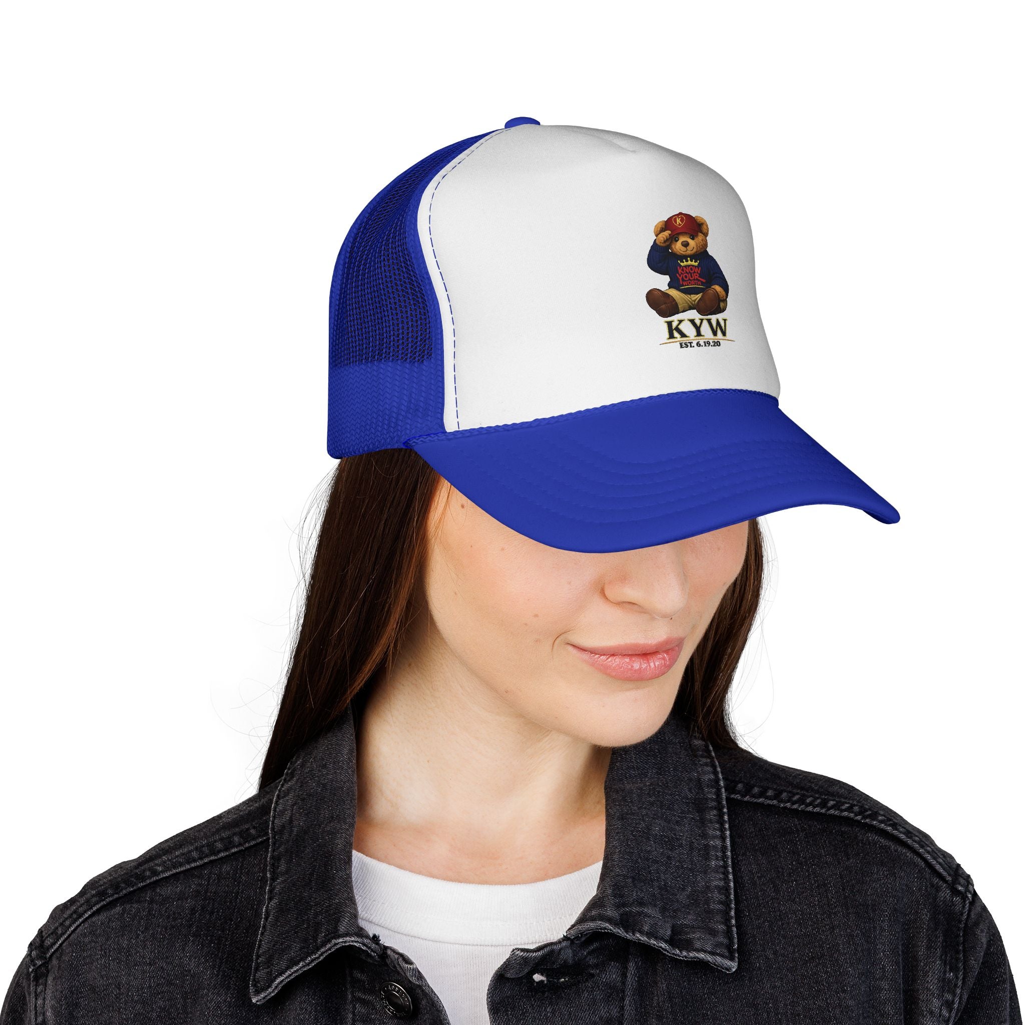 Trucker Cap - Teddy Bear Graffiti "Know Your Worth" Mesh Hat