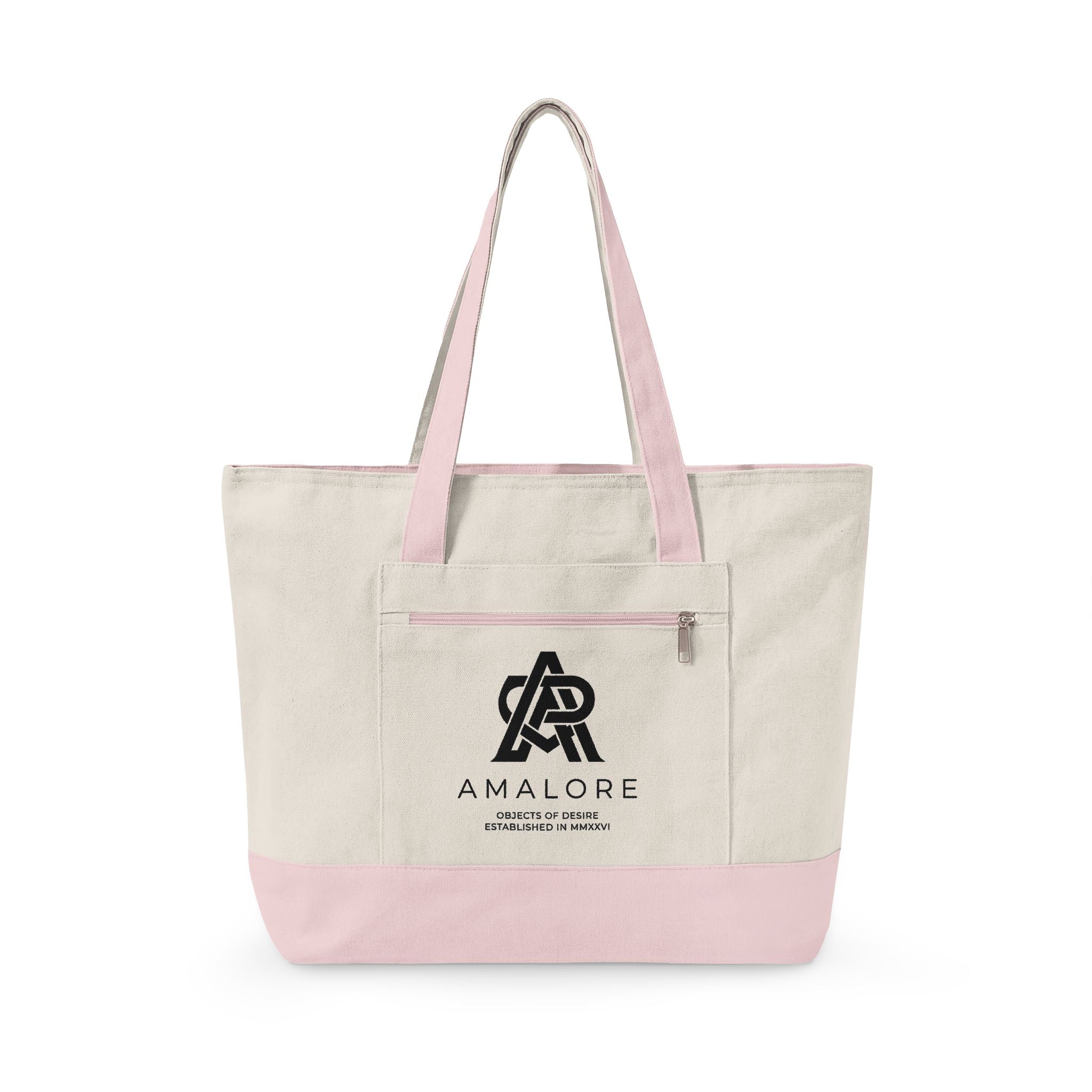Amalore Canvas Tote Bag — Zippered Beach & Market Tote