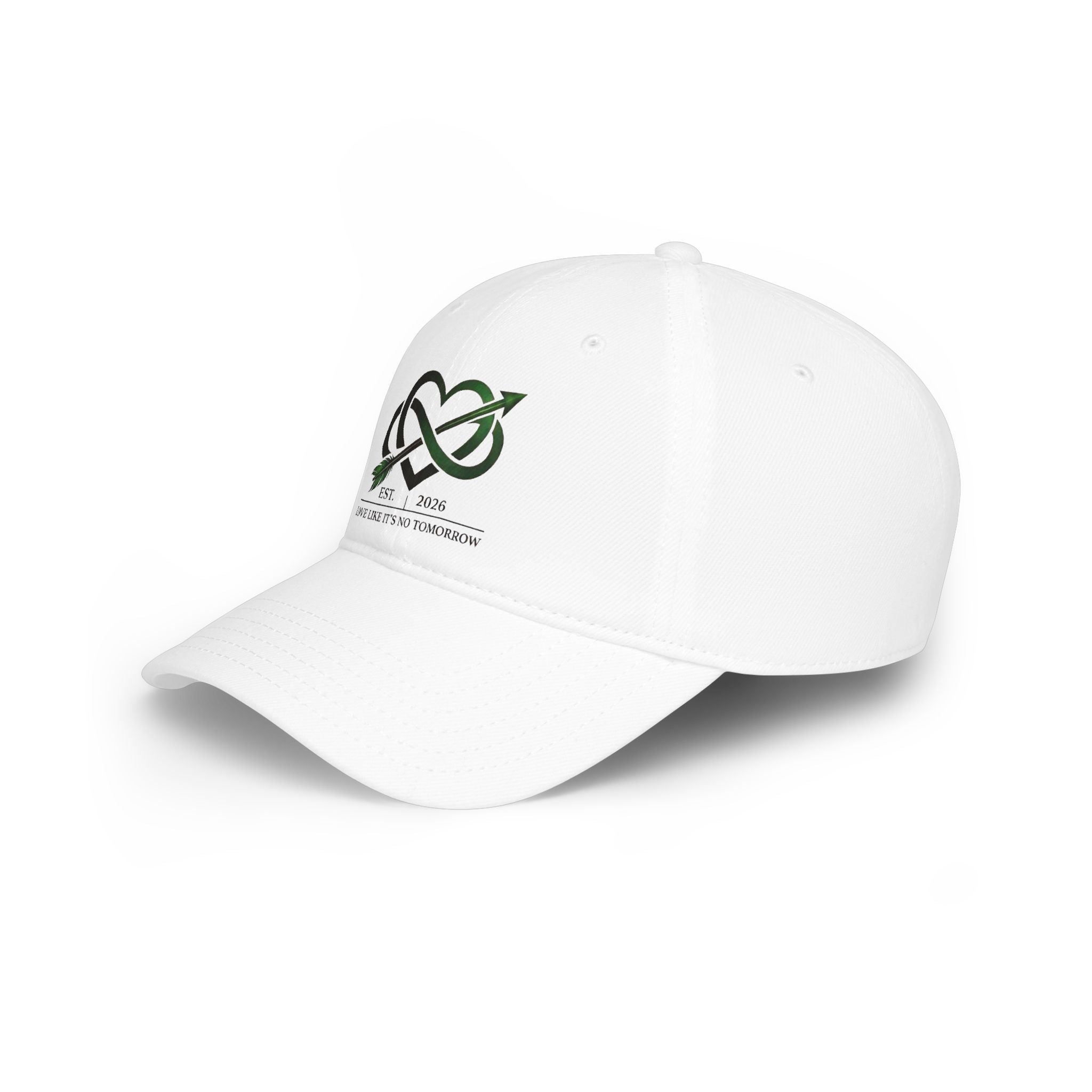 Low Profile Baseball Cap — Love Like It’s No Tomorrow Embroidered Heart Arrow Logo (EST 2026)