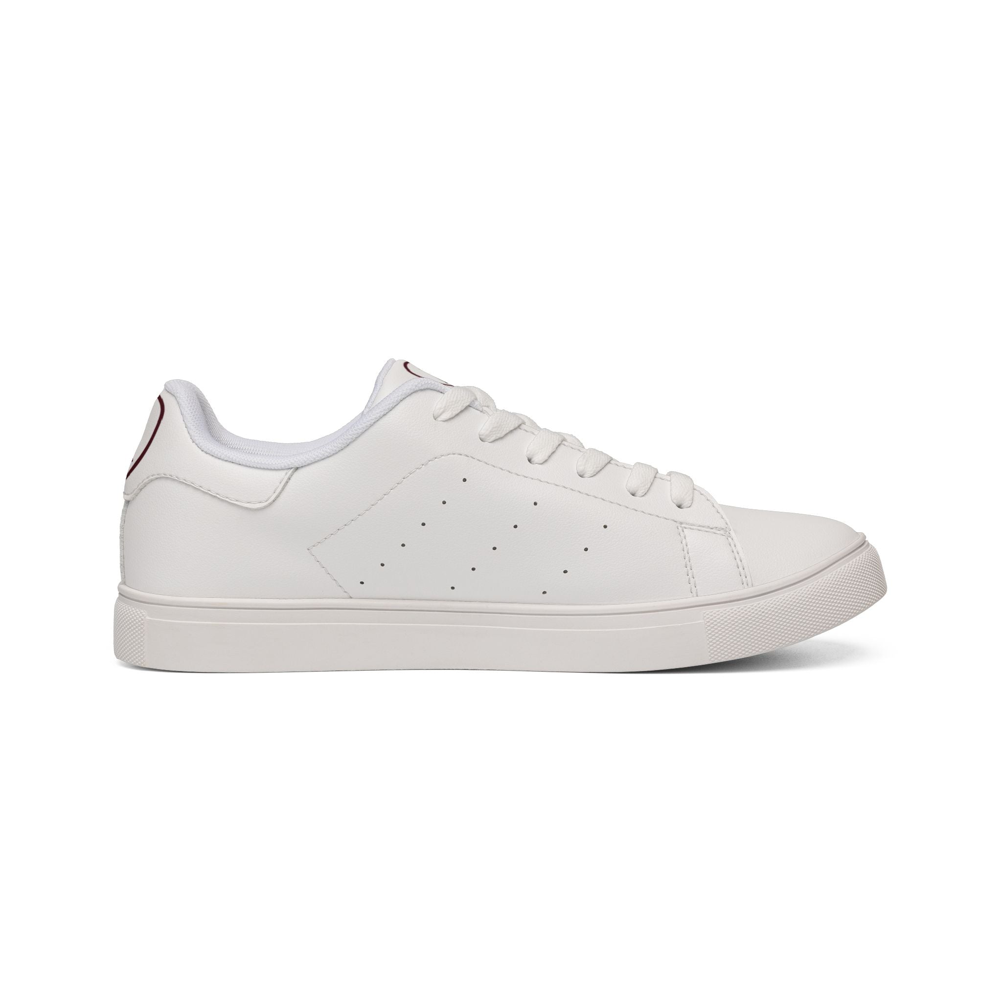 Know Your Worth Low-Top "BURGUNDY HEART K" Leather Sneakers — Minimal White Casual Shoes