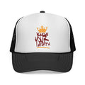 Trucker Cap - Gold & Burgundy Crown Graffiti "Know Your Worth" Mesh Hat