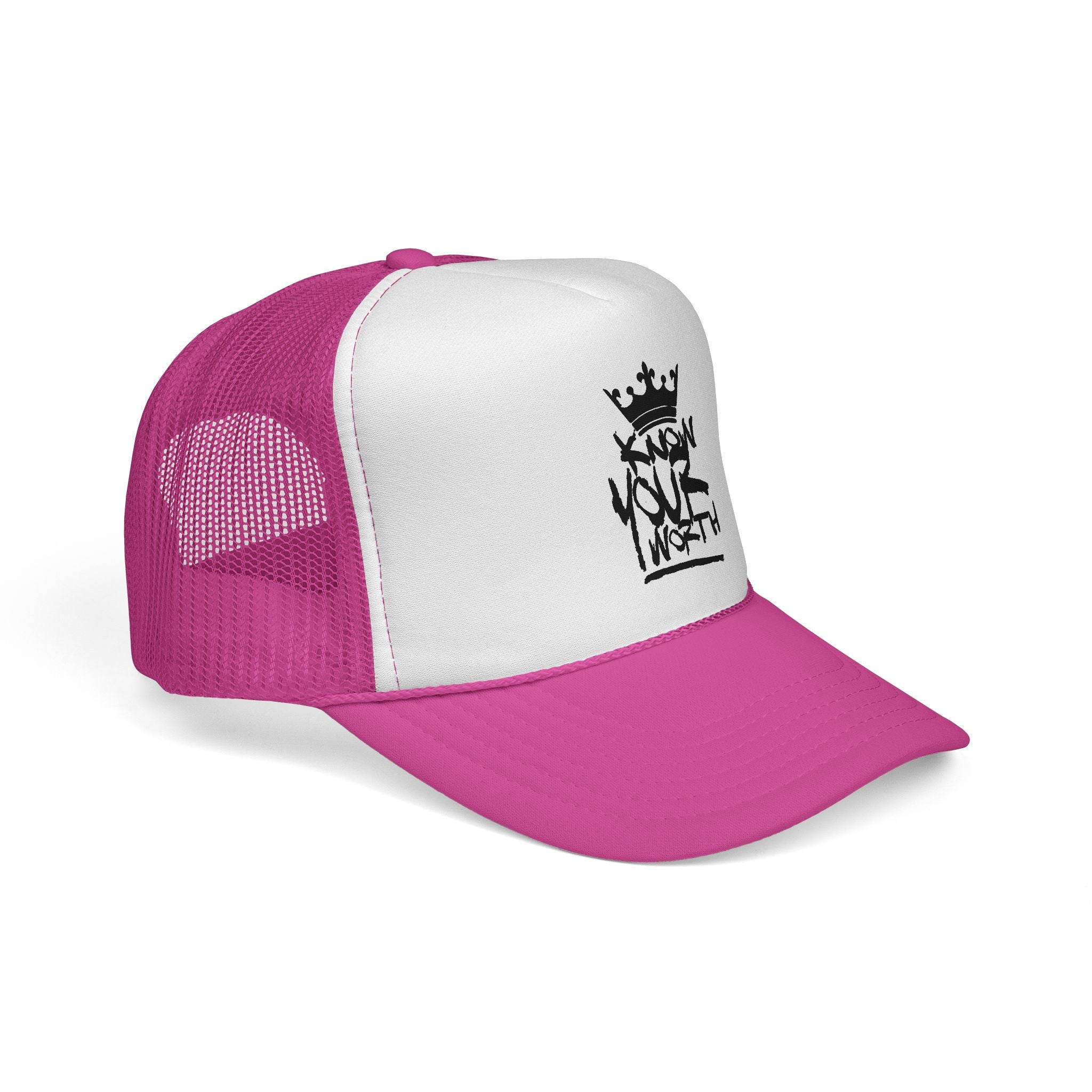 Trucker Cap - Black Crown Graffiti "Know Your Worth" Mesh Hat