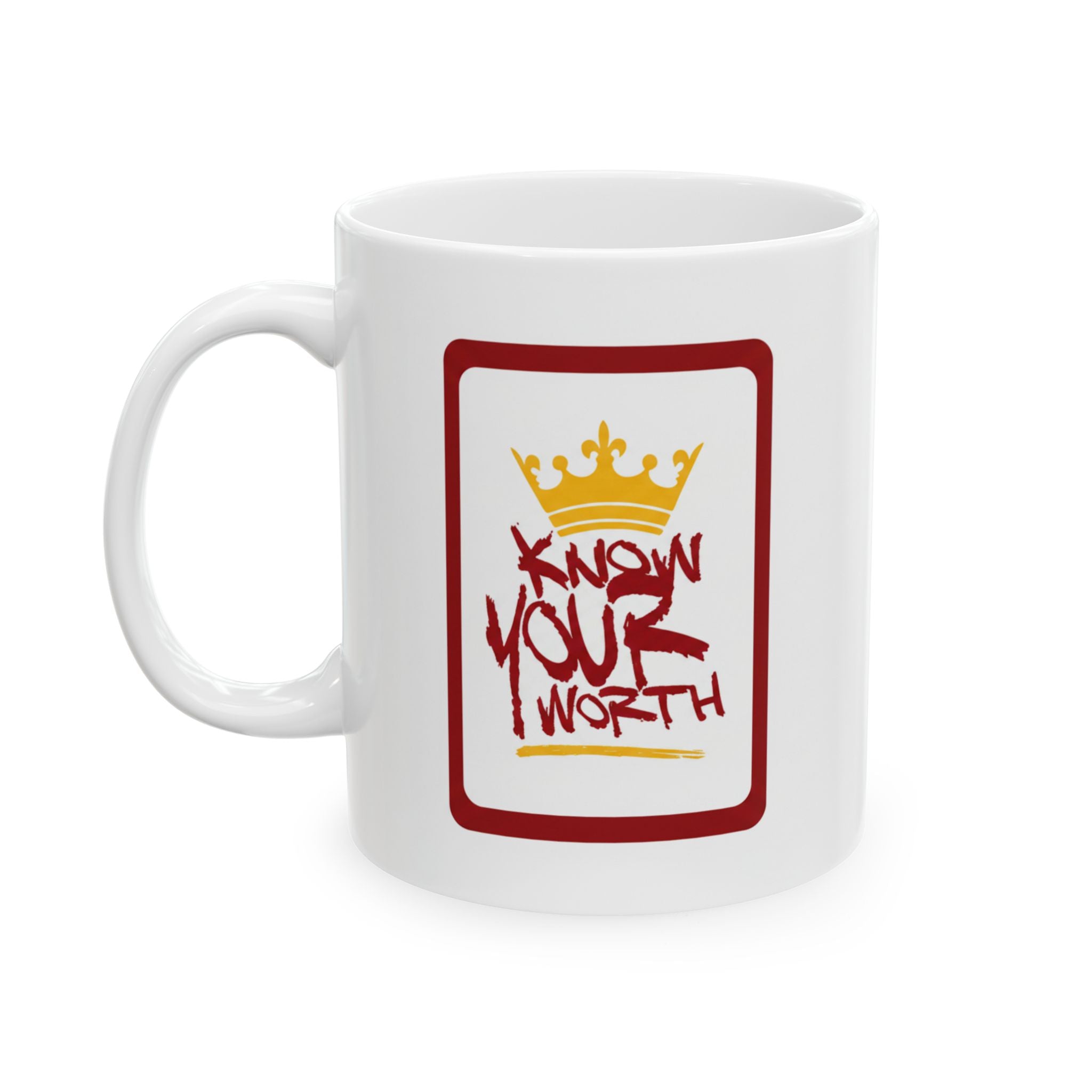 Know Your Worth Cozy Bear Illustration - Coffee Cup (11oz, 15oz)