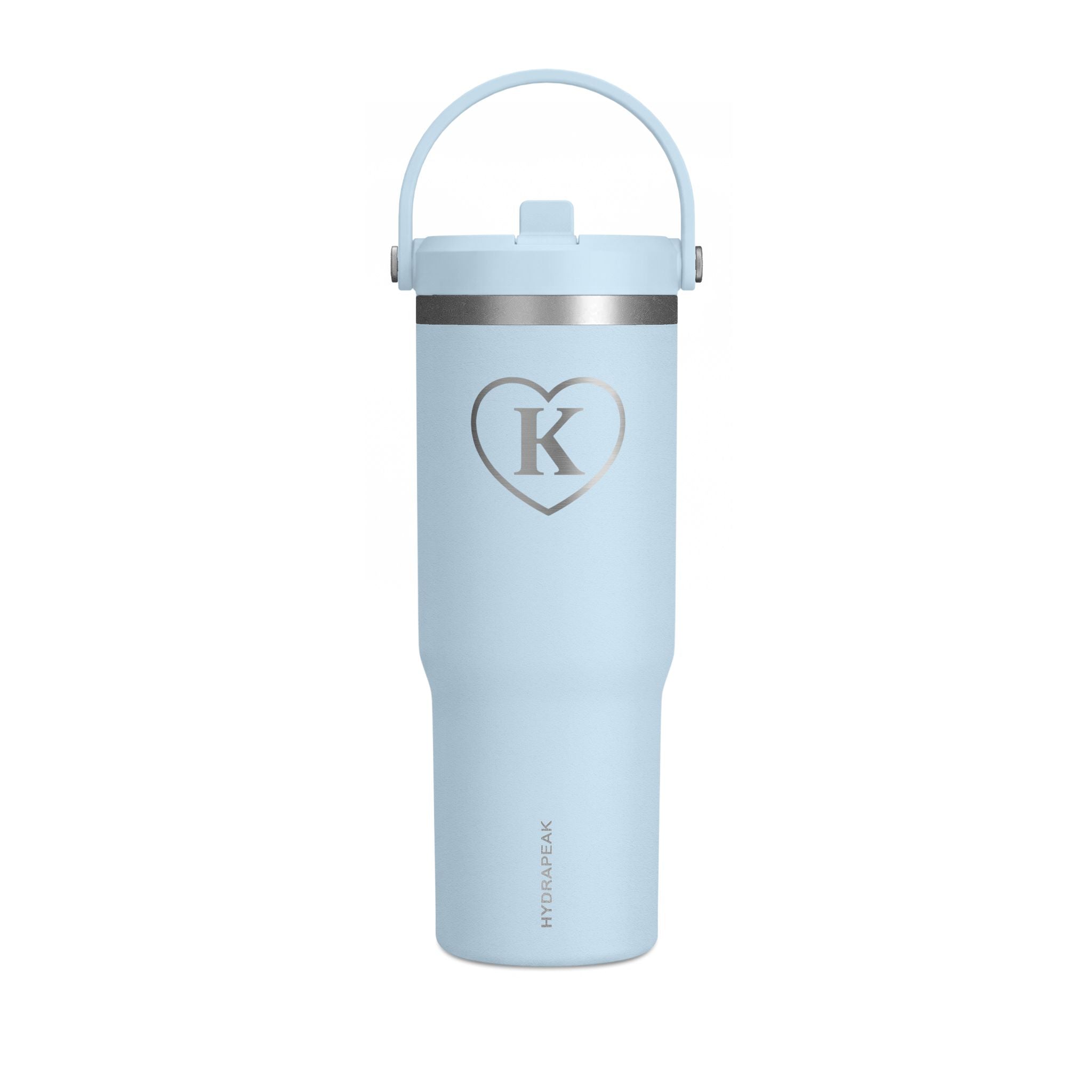 Monogram Heart Tumbler — 32oz - Know Your Worth Est. 61920 - Insulated Travel Cup with Initial 'Heart K'