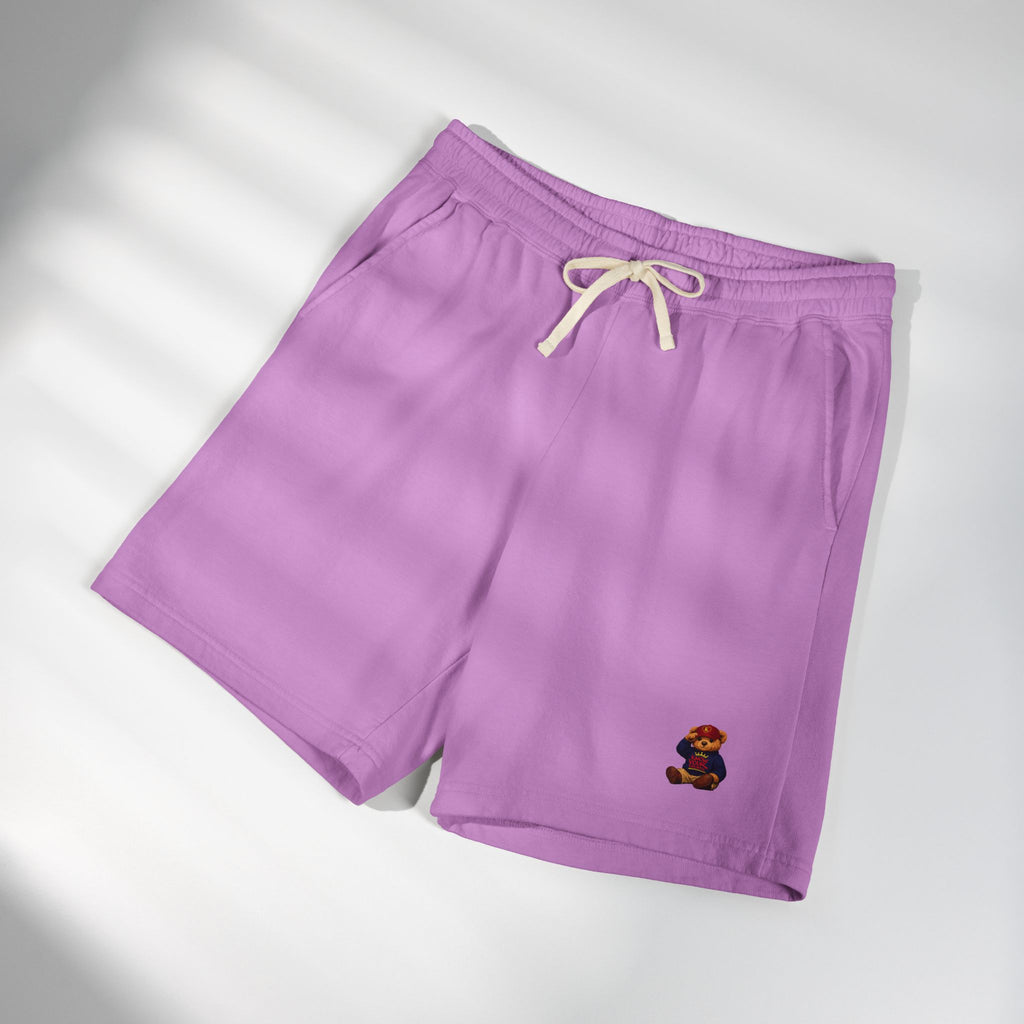 Embroidered - Know Your Worth Est. 61920 - Teddy Bear Fleece Sweat Shorts — Lightweight Garment-Dyed Lounge Shorts