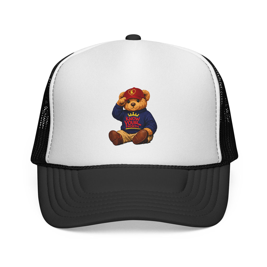 Trucker Cap - Teddy Bear Graffiti "Know Your Worth" Mesh Hat