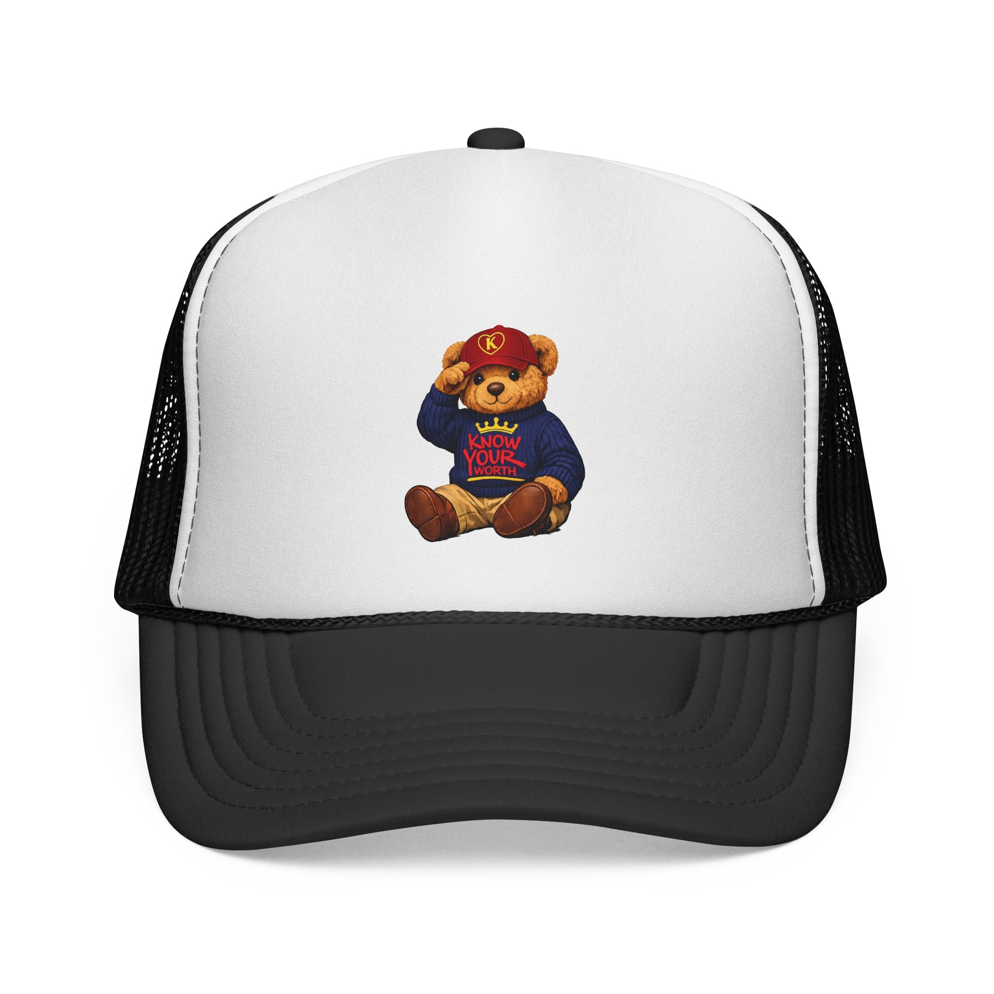 Trucker Cap - Teddy Bear Graffiti "Know Your Worth" Mesh Hat