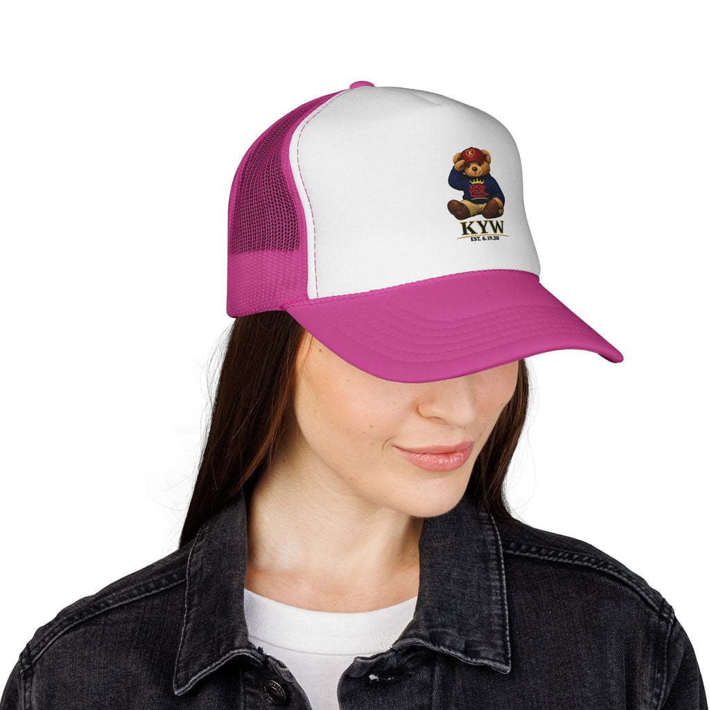 Trucker Cap - Teddy Bear Graffiti "Know Your Worth" Mesh Hat