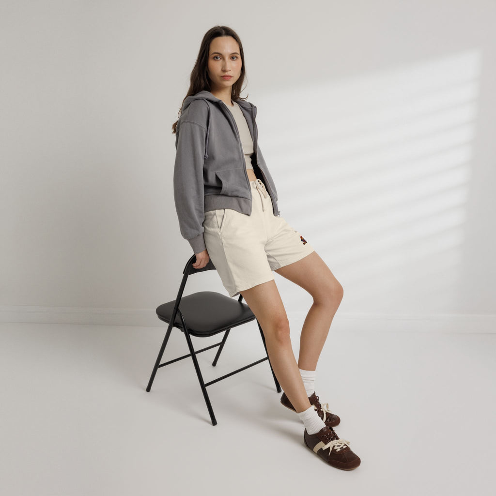 Embroidered - Know Your Worth Est. 61920 - Teddy Bear Fleece Sweat Shorts — Lightweight Garment-Dyed Lounge Shorts