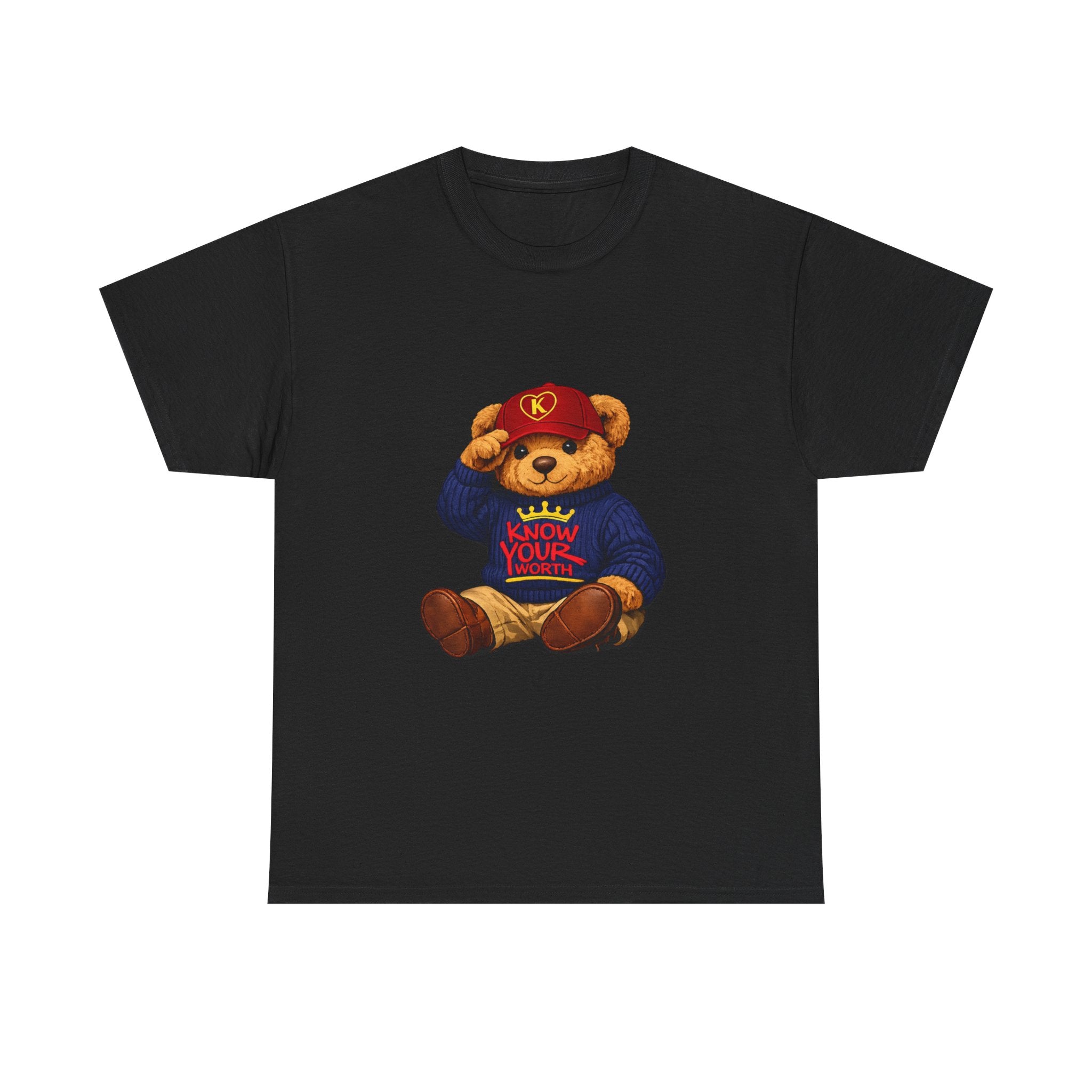 Know Your Worth — Inspirational Big Teddy Bear Graphic Tee
