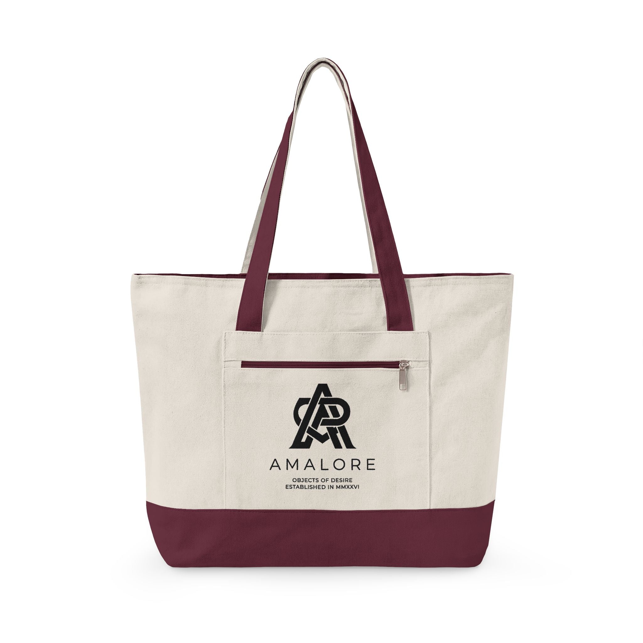Amalore Canvas Tote Bag — Zippered Beach & Market Tote