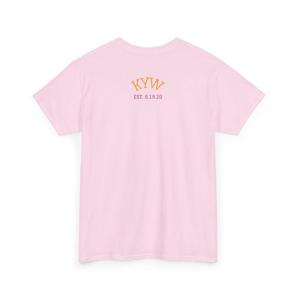 KYW — Inspirational Gold & Burgundy Crown Graphic Pink Tee