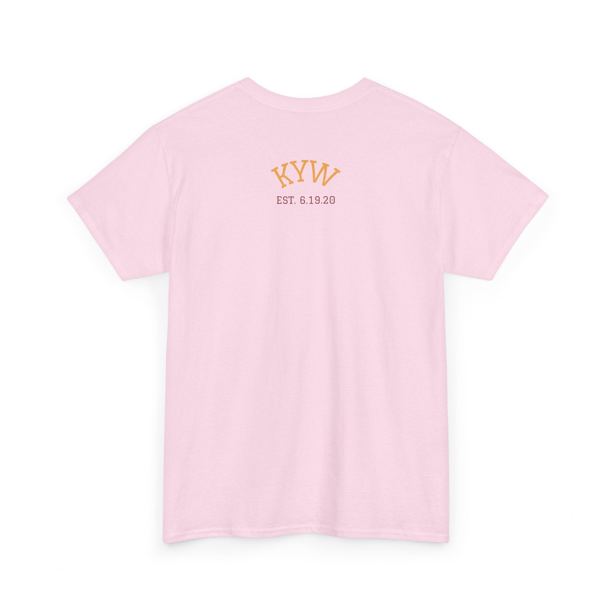 KYW — Inspirational Gold & Burgundy Crown Graphic Pink Tee