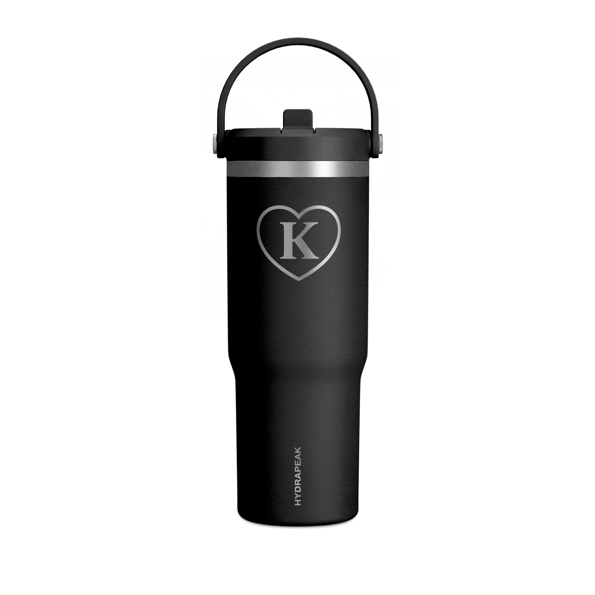 Monogram Heart Tumbler — 32oz - Know Your Worth Est. 61920 - Insulated Travel Cup with Initial 'Heart K'