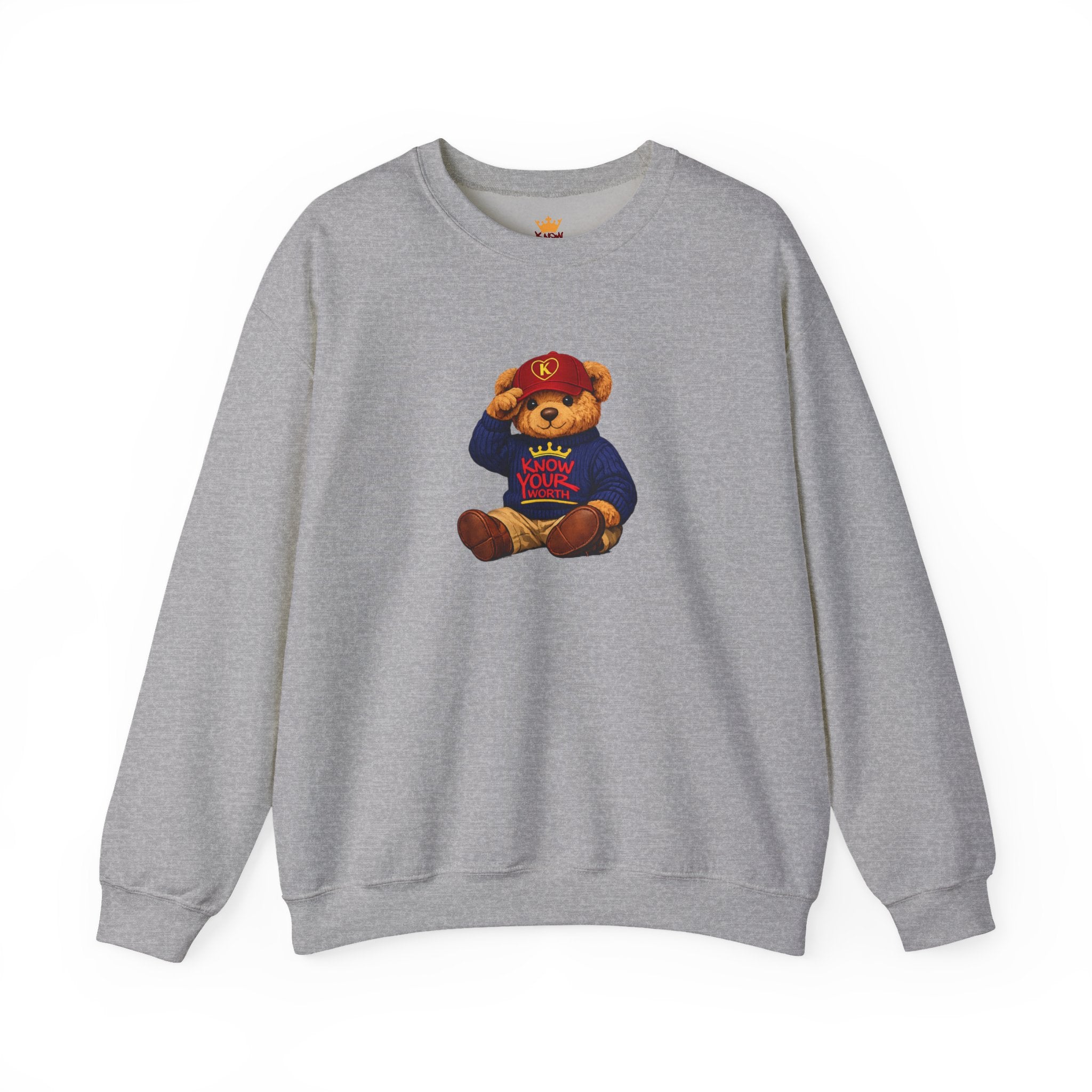 Know Your Worth - Royal KYW Bear Graphic - Crewneck Sweatshirt