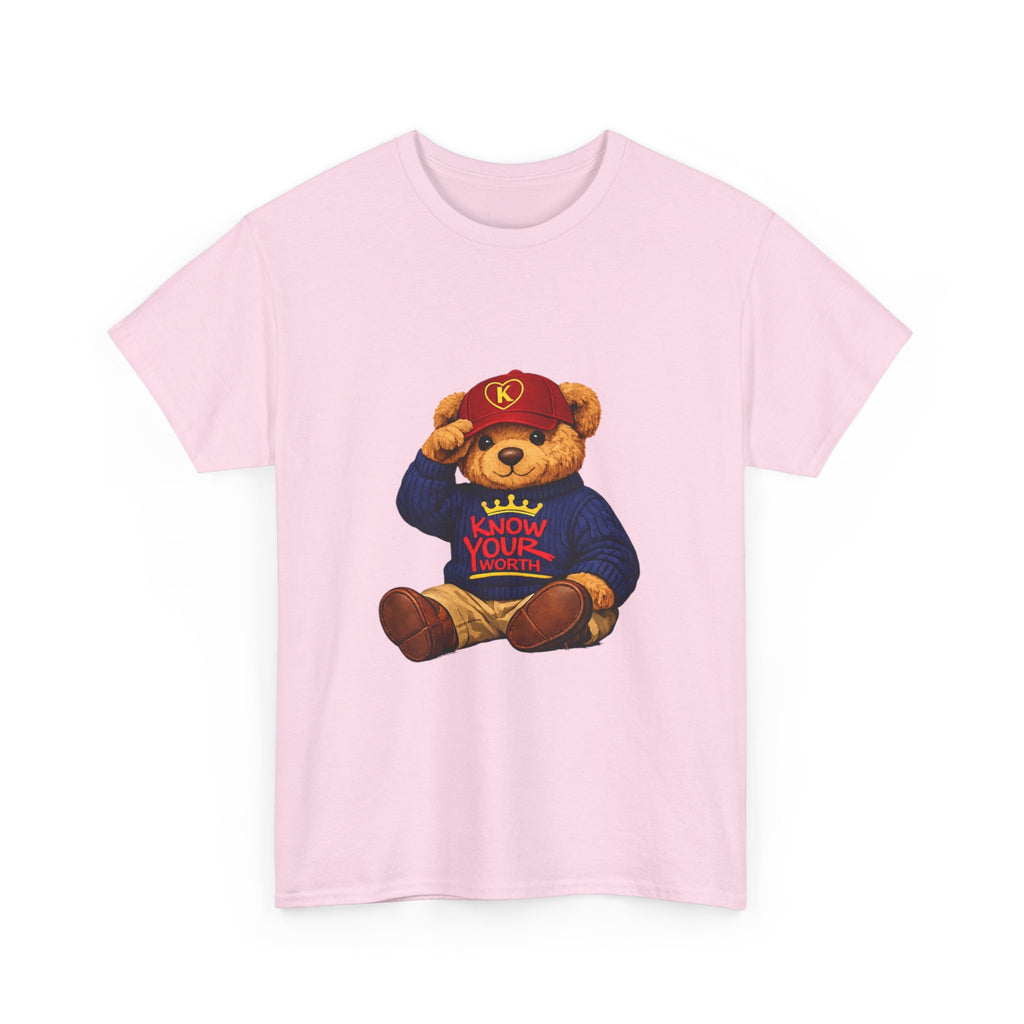 Know Your Worth — Inspirational Big Teddy Bear Graphic Tee