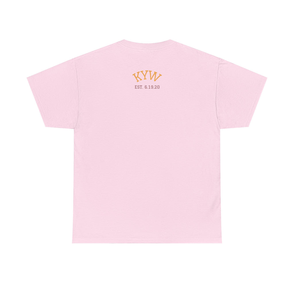 KYW — Inspirational Gold & Burgundy Crown Graphic Pink Tee