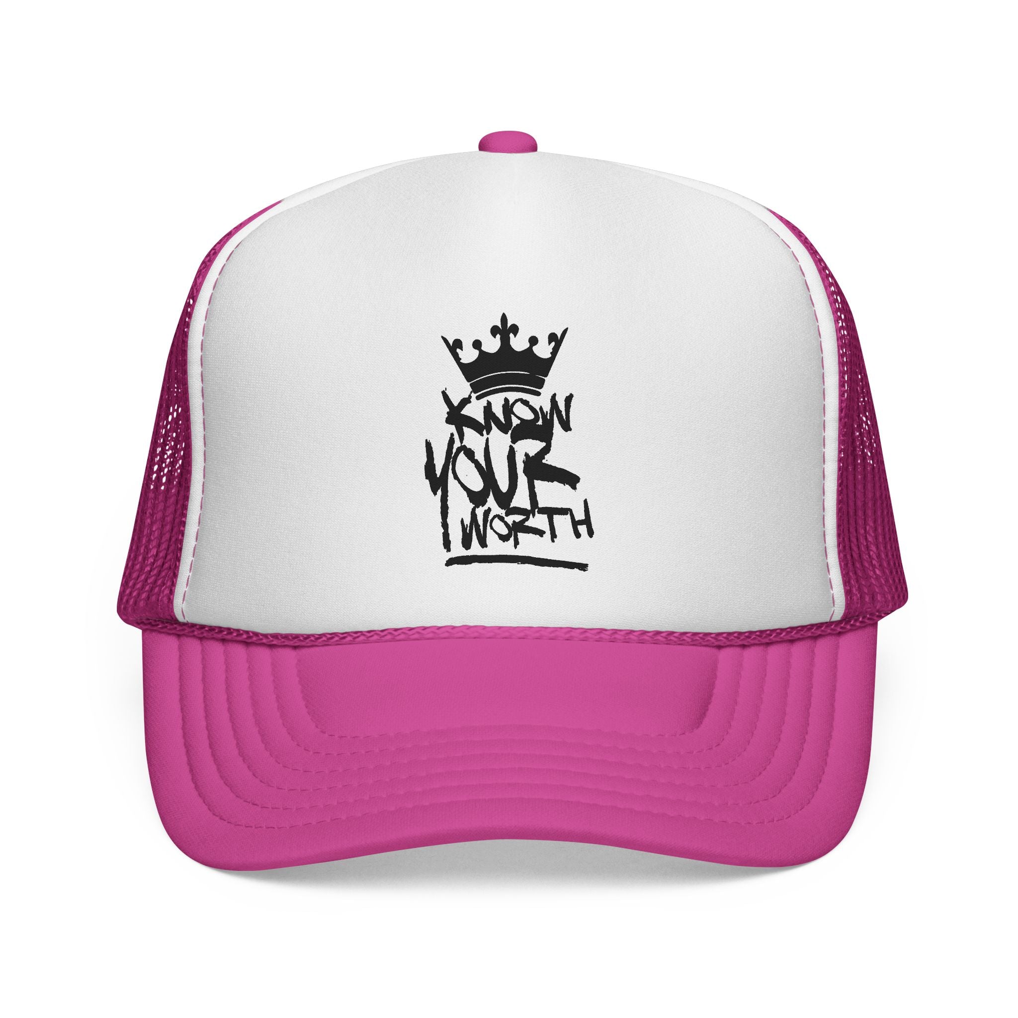 Trucker Cap - Black Crown Graffiti "Know Your Worth" Mesh Hat