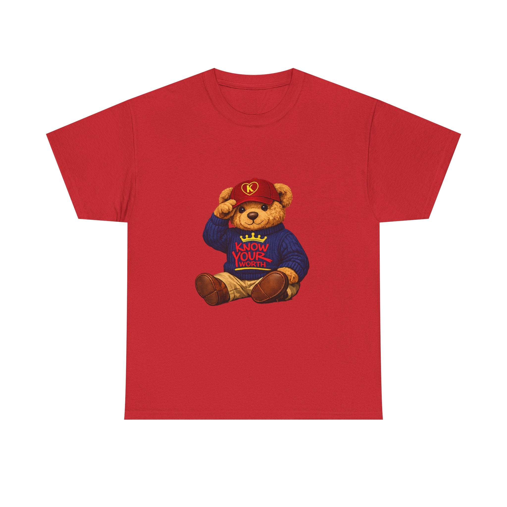 Know Your Worth — Inspirational Big Teddy Bear Graphic Tee