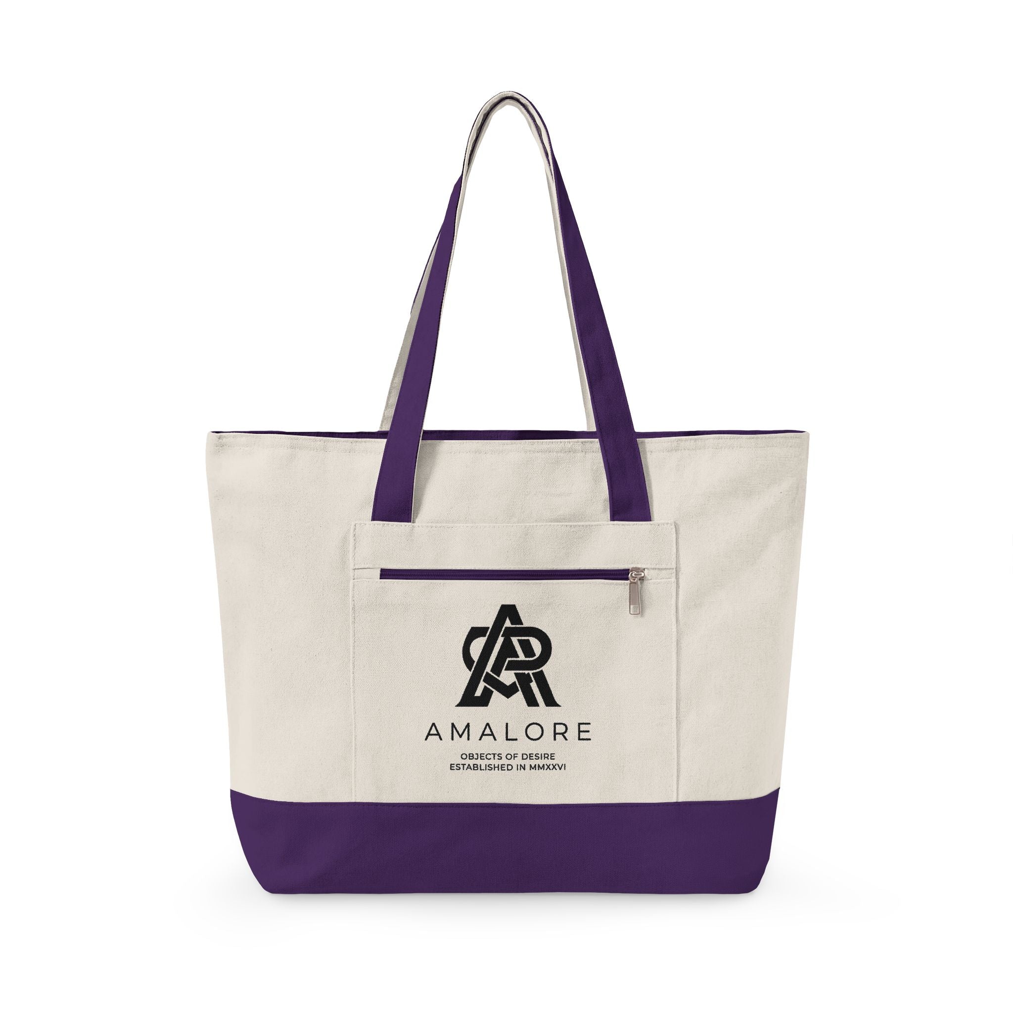 Amalore Canvas Tote Bag — Zippered Beach & Market Tote