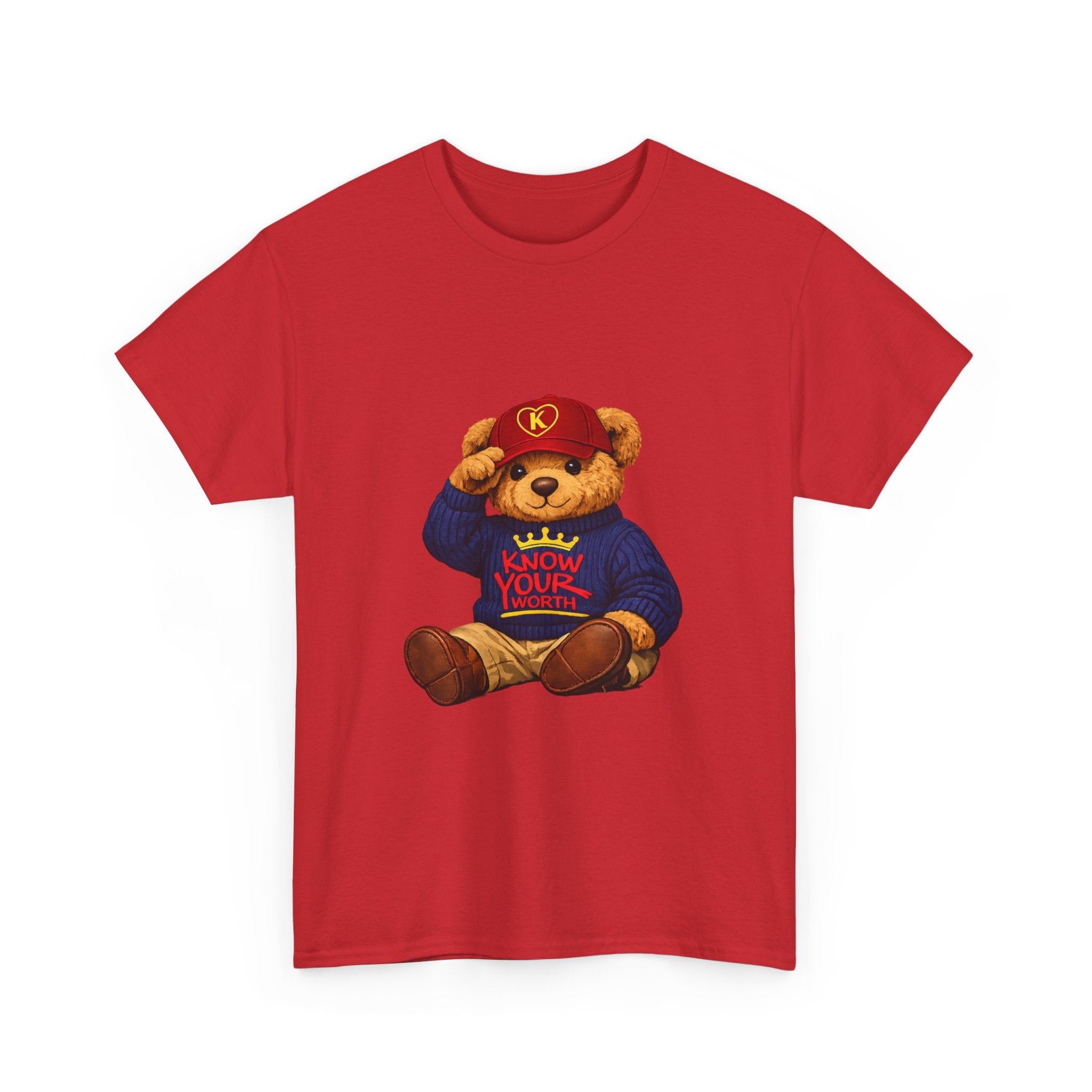 Know Your Worth — Inspirational Big Teddy Bear Graphic Tee