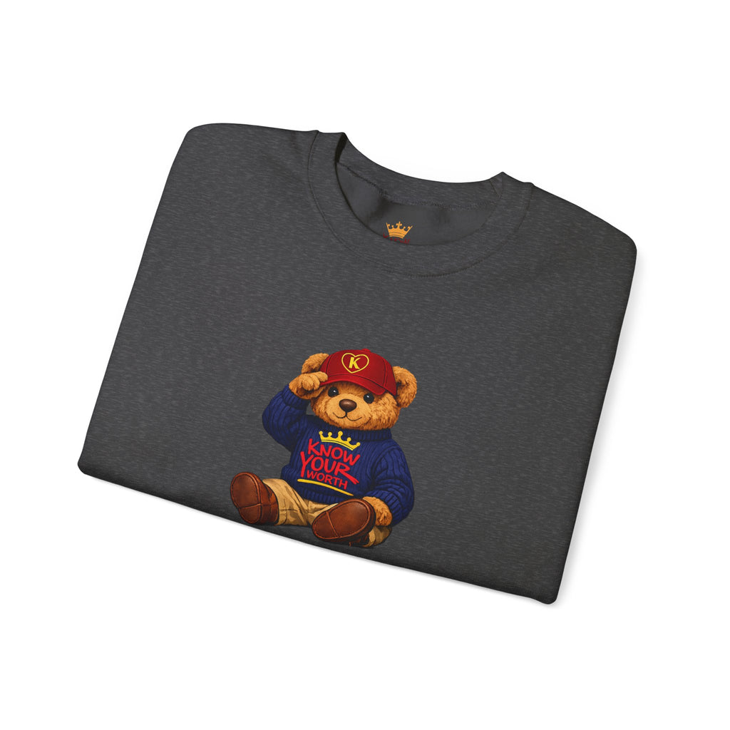Know Your Worth - Royal KYW Bear Graphic - Crewneck Sweatshirt