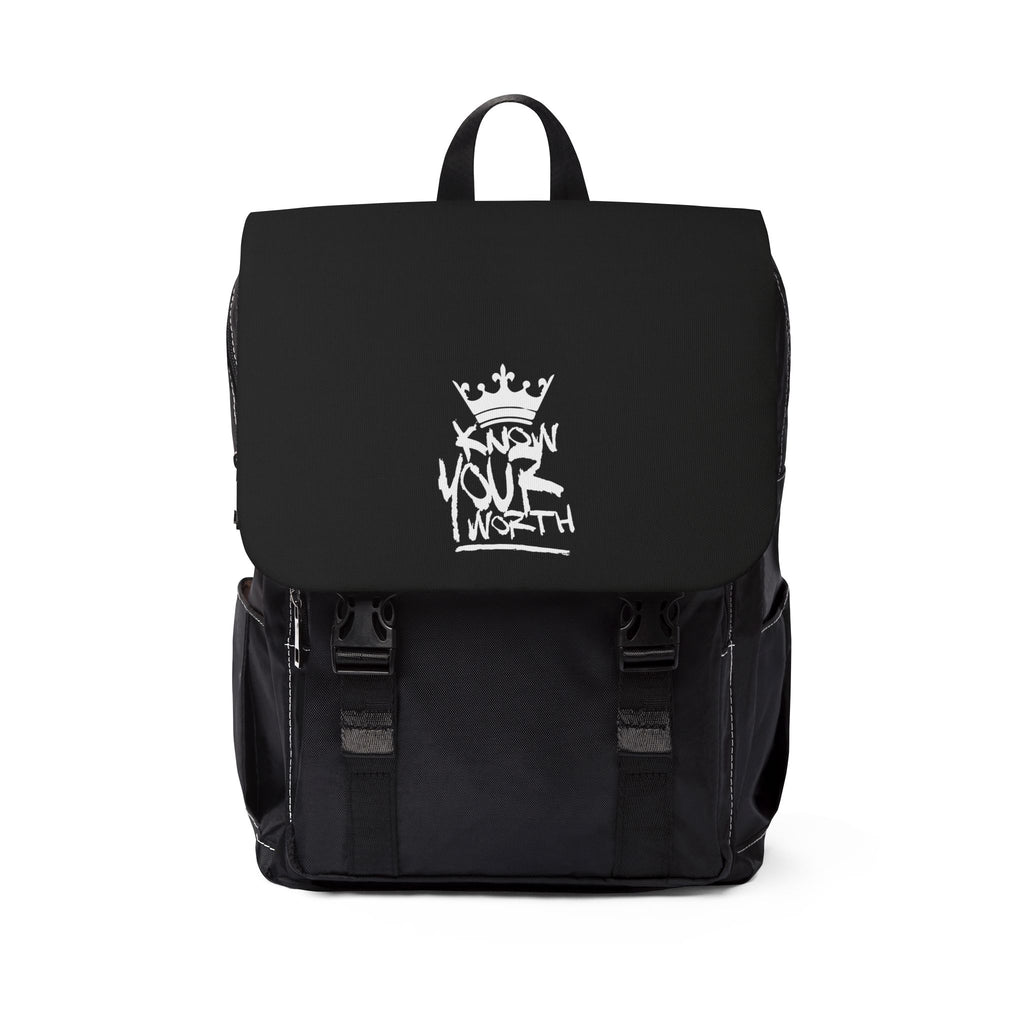 Know Your Worth Designer Crown Logo Casual Shoulder Backpack