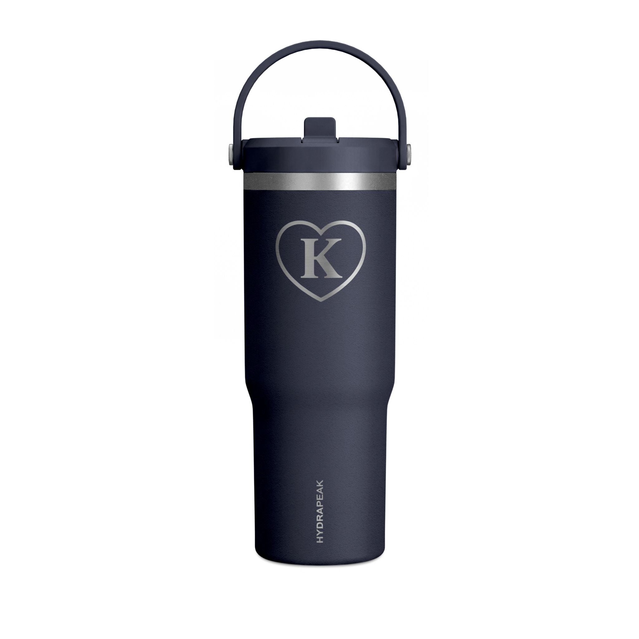 Monogram Heart Tumbler — 32oz - Know Your Worth Est. 61920 - Insulated Travel Cup with Initial 'Heart K'