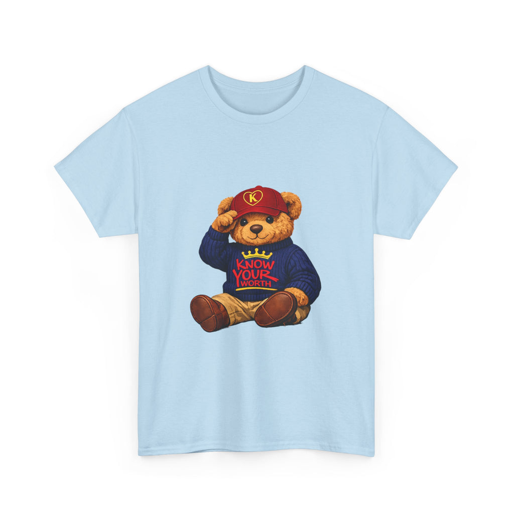 Know Your Worth — Inspirational Big Teddy Bear Graphic Tee