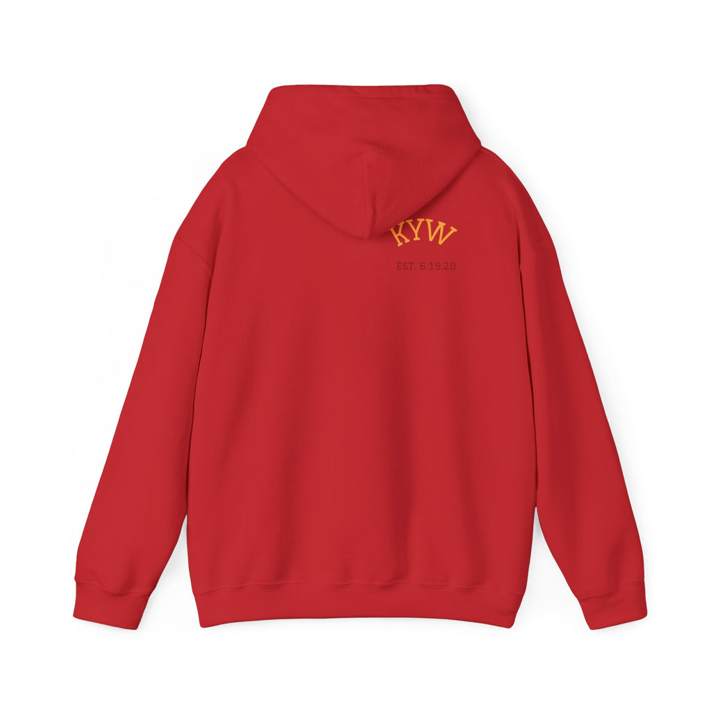 KYW — Inspirational Gold & Burgundy Crown Graphic Hoodie