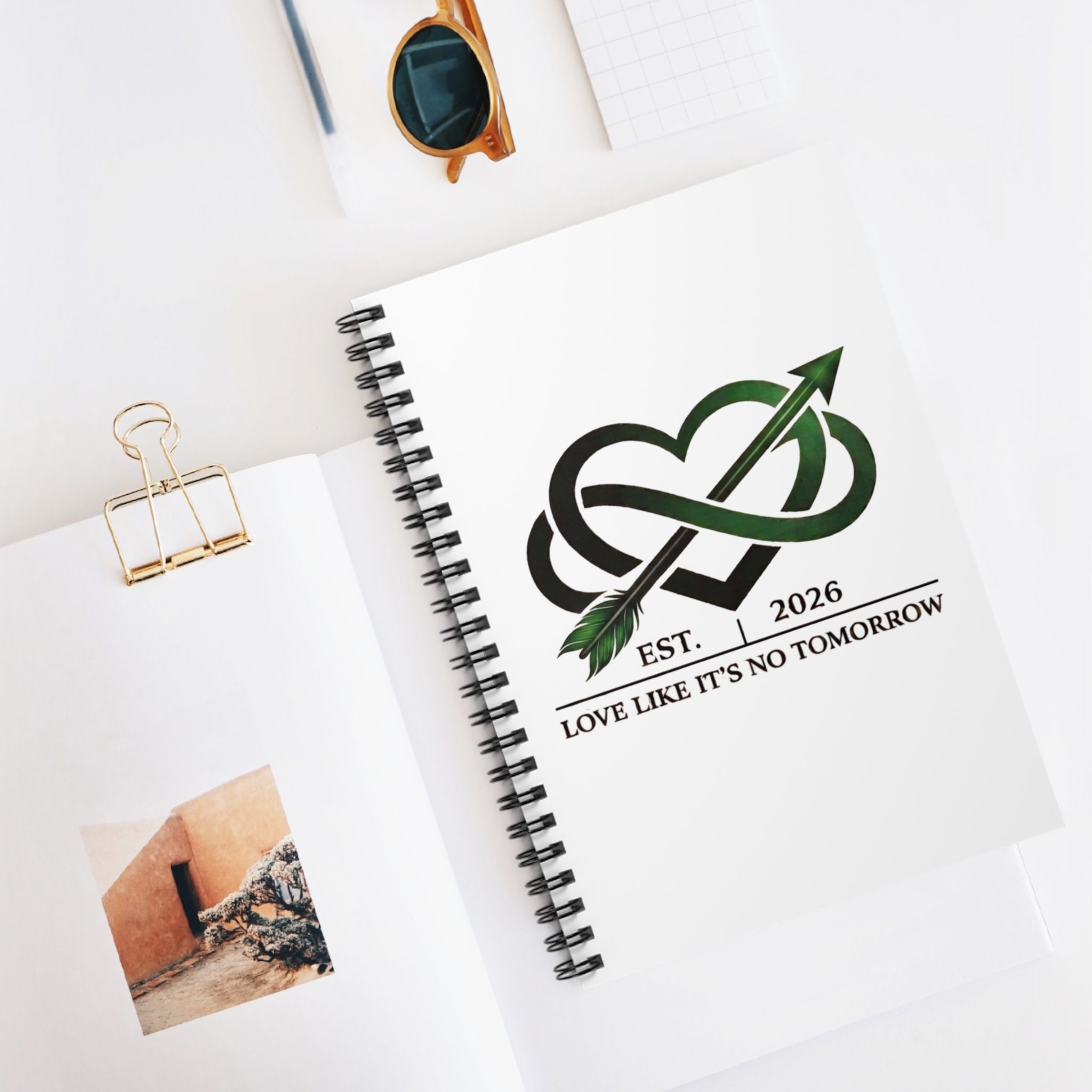Love Like It's No Tomorrow Spiral Notebook – Motivational Ruled Journal Heart Graphic