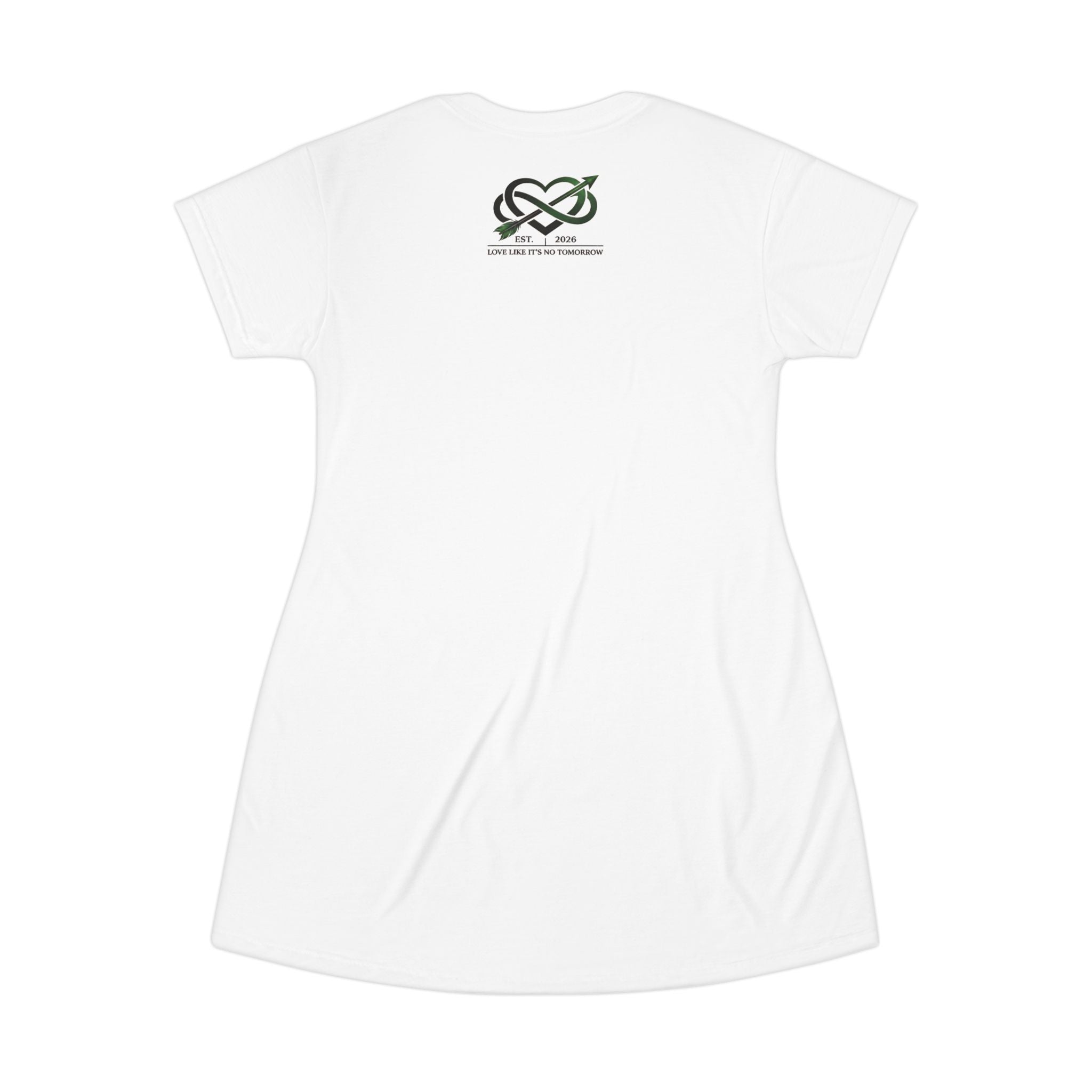 Love Like It's No Tomorrow Logo T‑Shirt Dress — Minimalist Casual AOP Dress