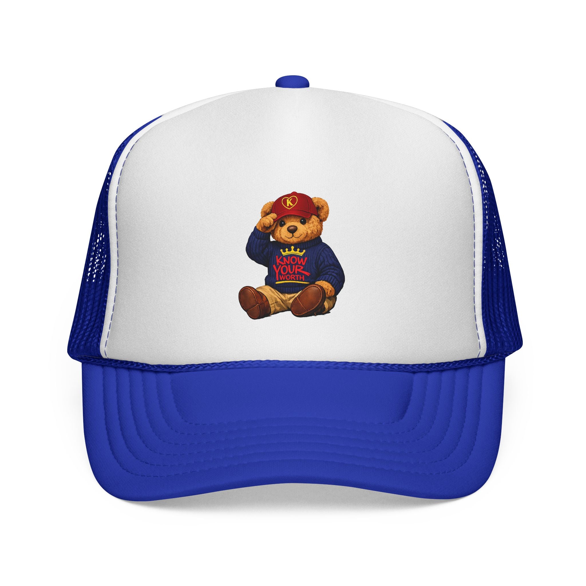 Trucker Cap - Teddy Bear Graffiti "Know Your Worth" Mesh Hat