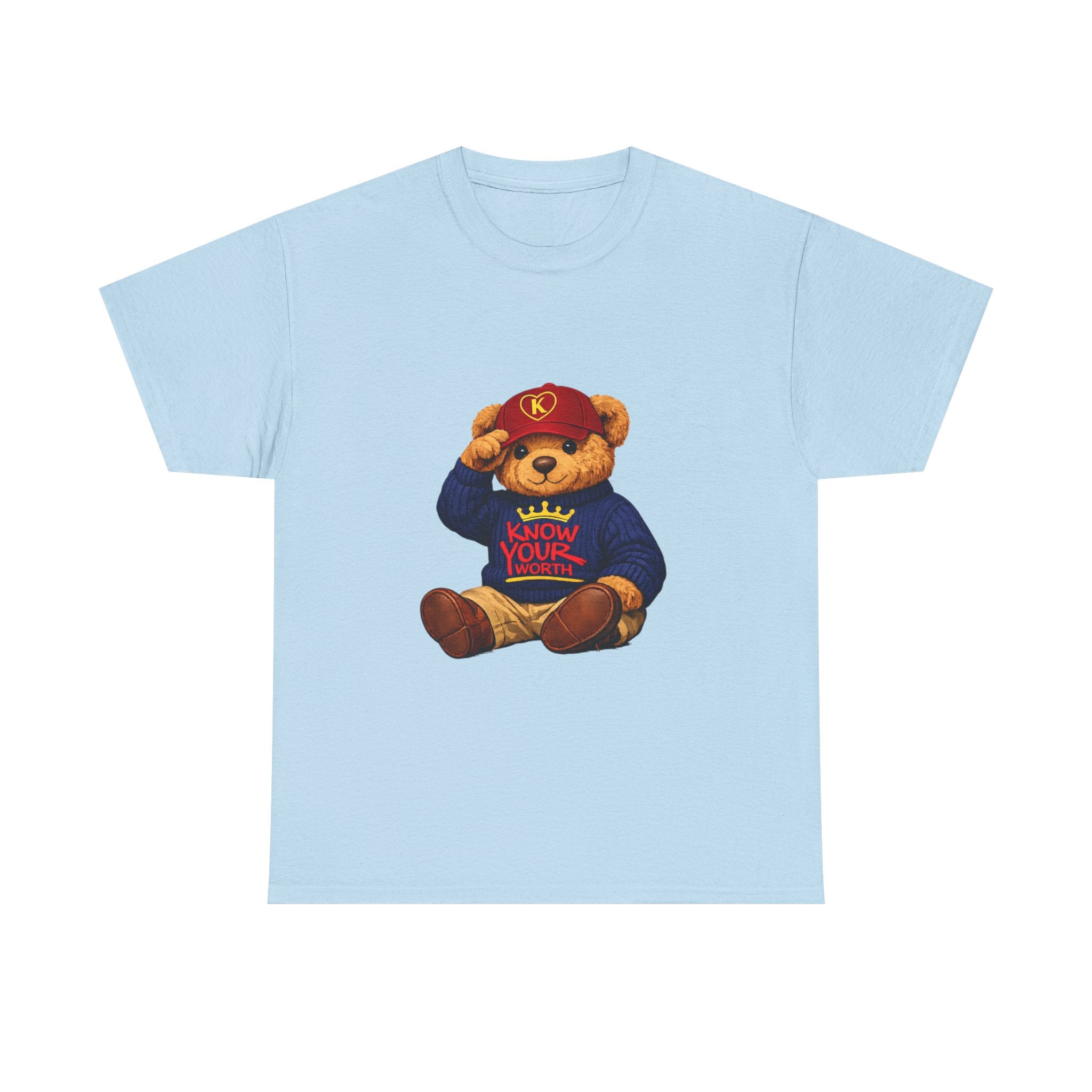 Know Your Worth — Inspirational Big Teddy Bear Graphic Tee