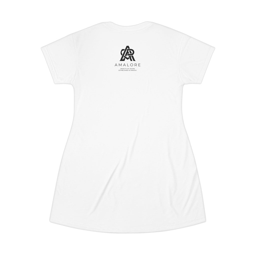 Amalore Logo T‑Shirt Dress — Minimalist Casual AOP Dress