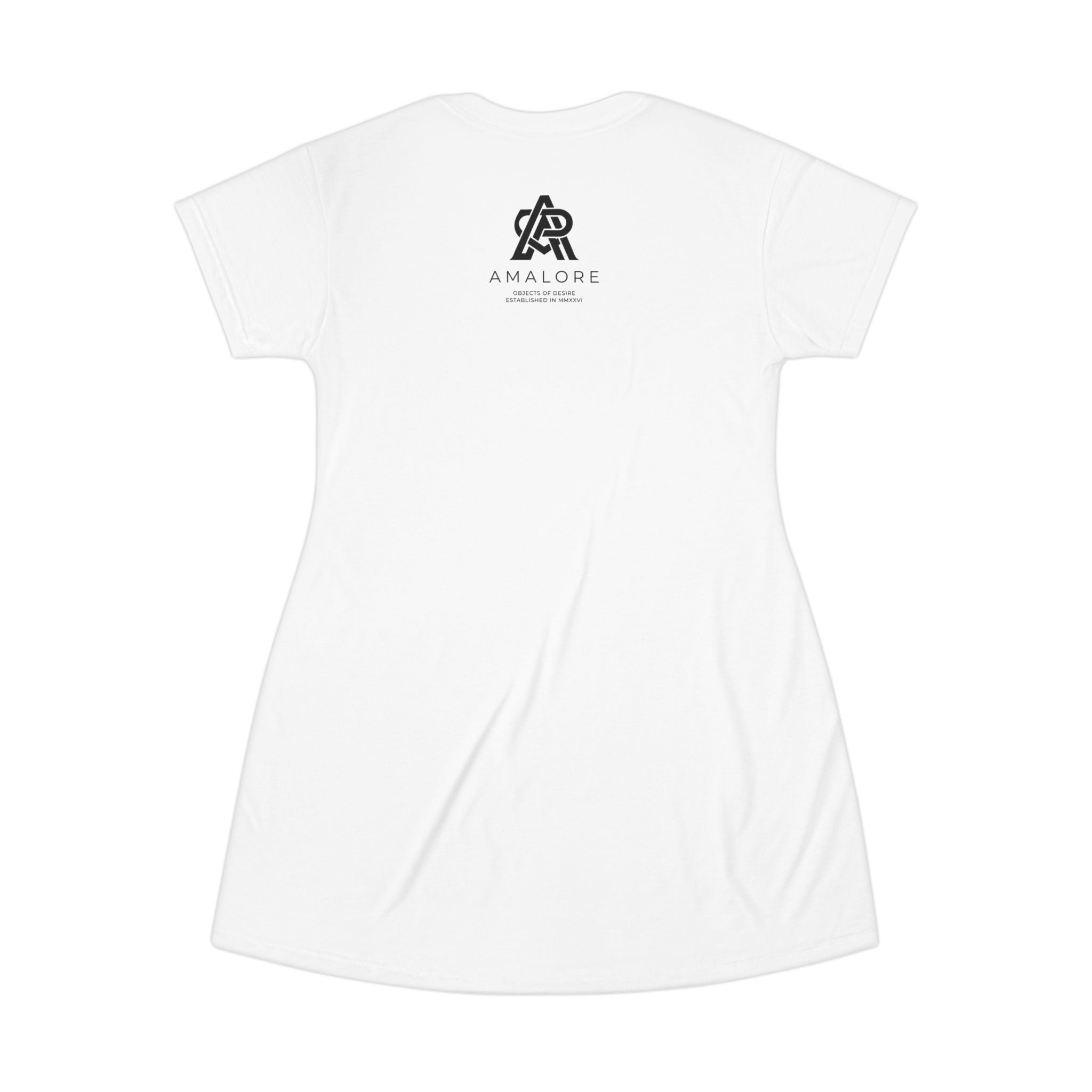 Amalore Logo T‑Shirt Dress — Minimalist Casual AOP Dress