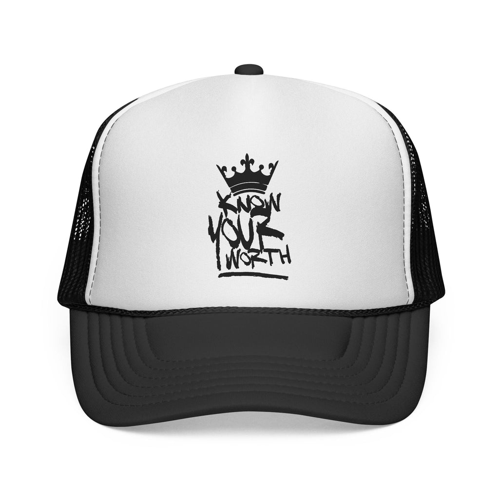 Trucker Cap - Black Crown Graffiti "Know Your Worth" Mesh Hat