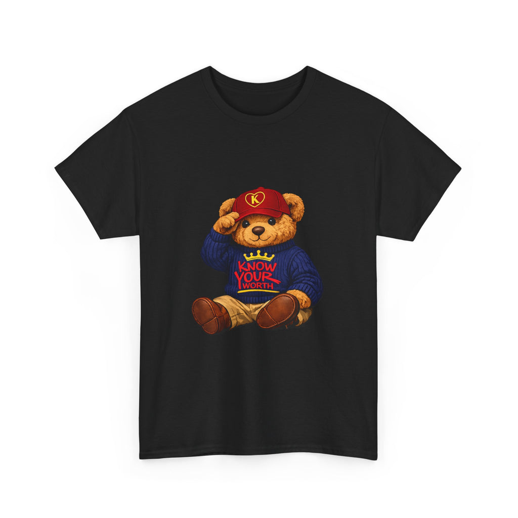 Know Your Worth — Inspirational Big Teddy Bear Graphic Tee