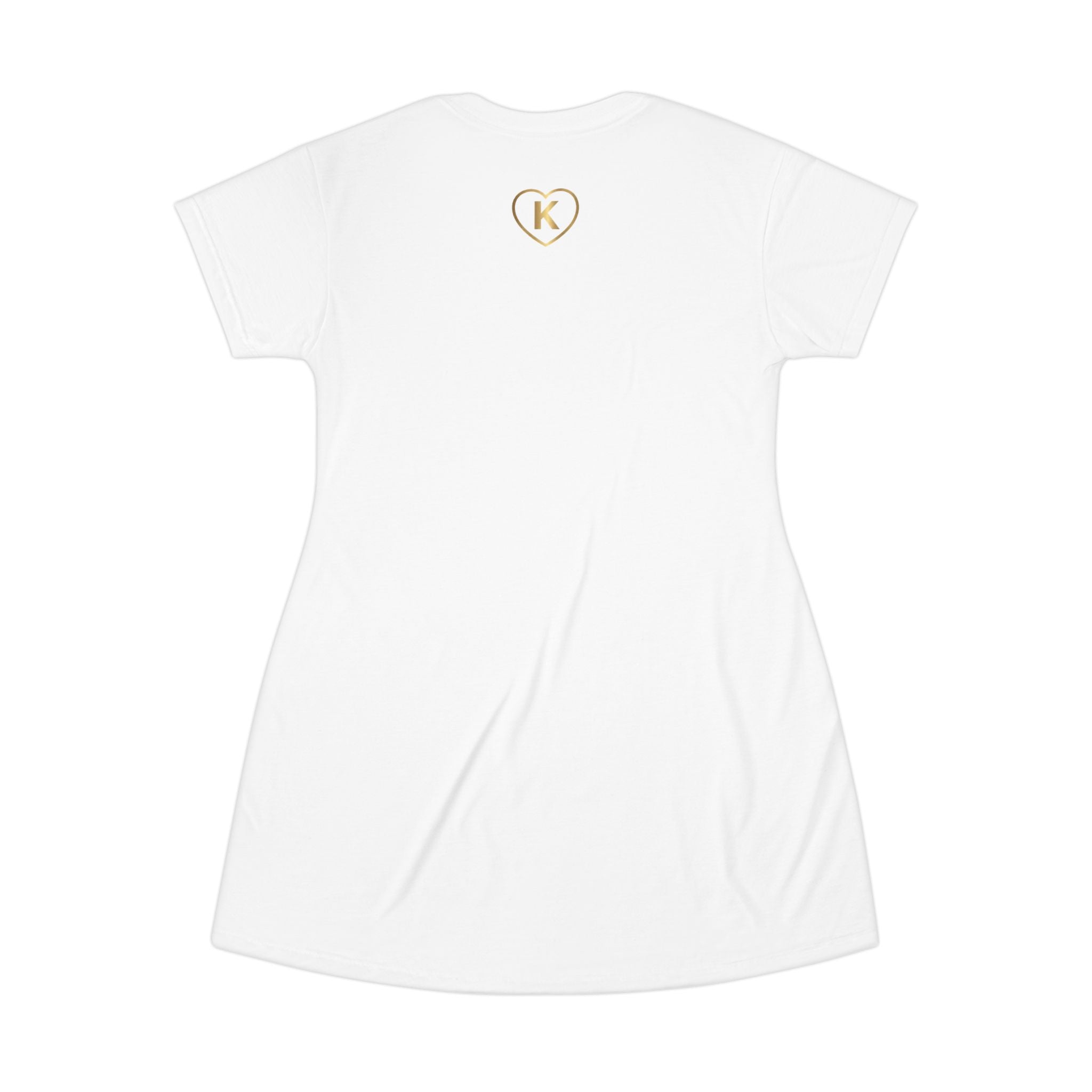 Know Your Worth Heart Logo T‑Shirt Dress — Minimalist Casual AOP Dress