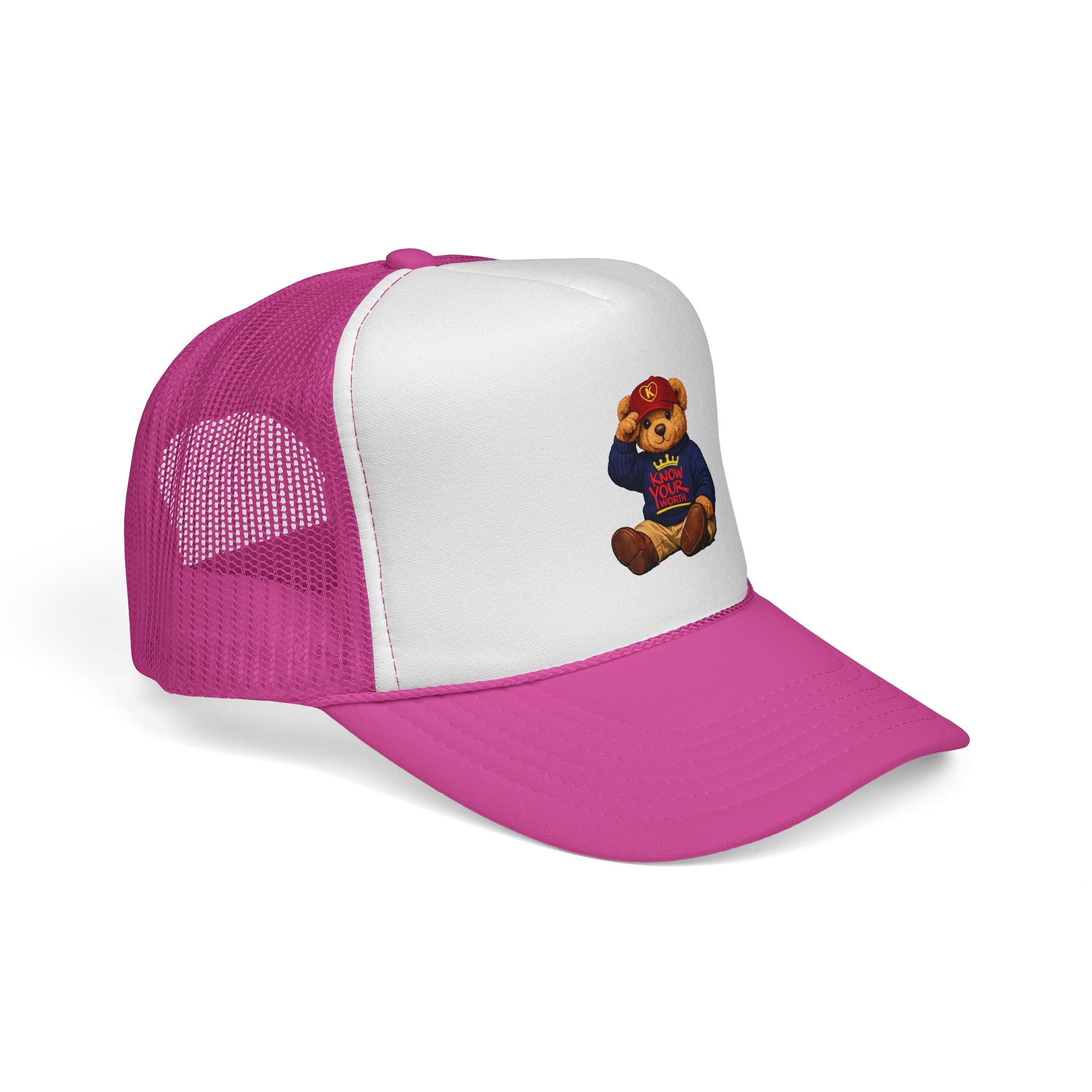 Trucker Cap - Teddy Bear Graffiti "Know Your Worth" Mesh Hat
