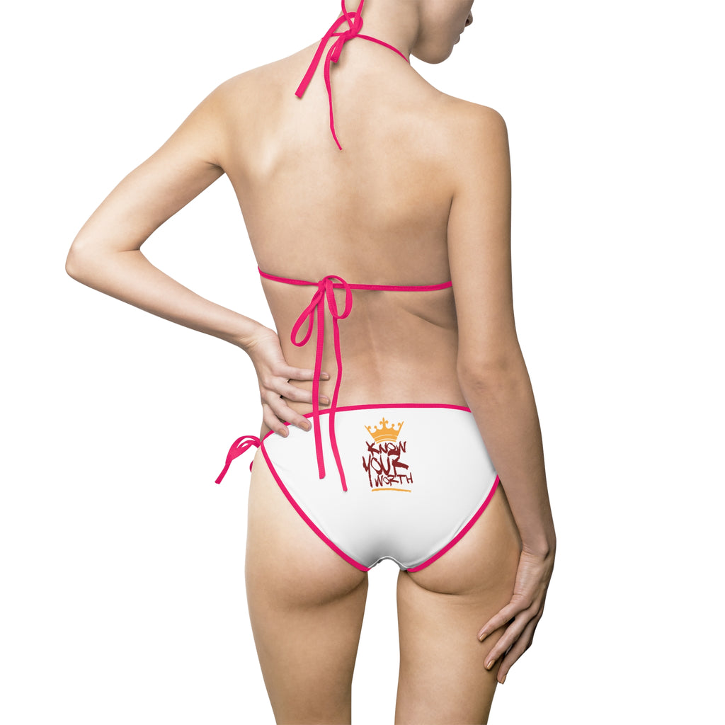 Queen Know Your Worth Bikini — Women’s Tie-Side Swimwear with Crown Design