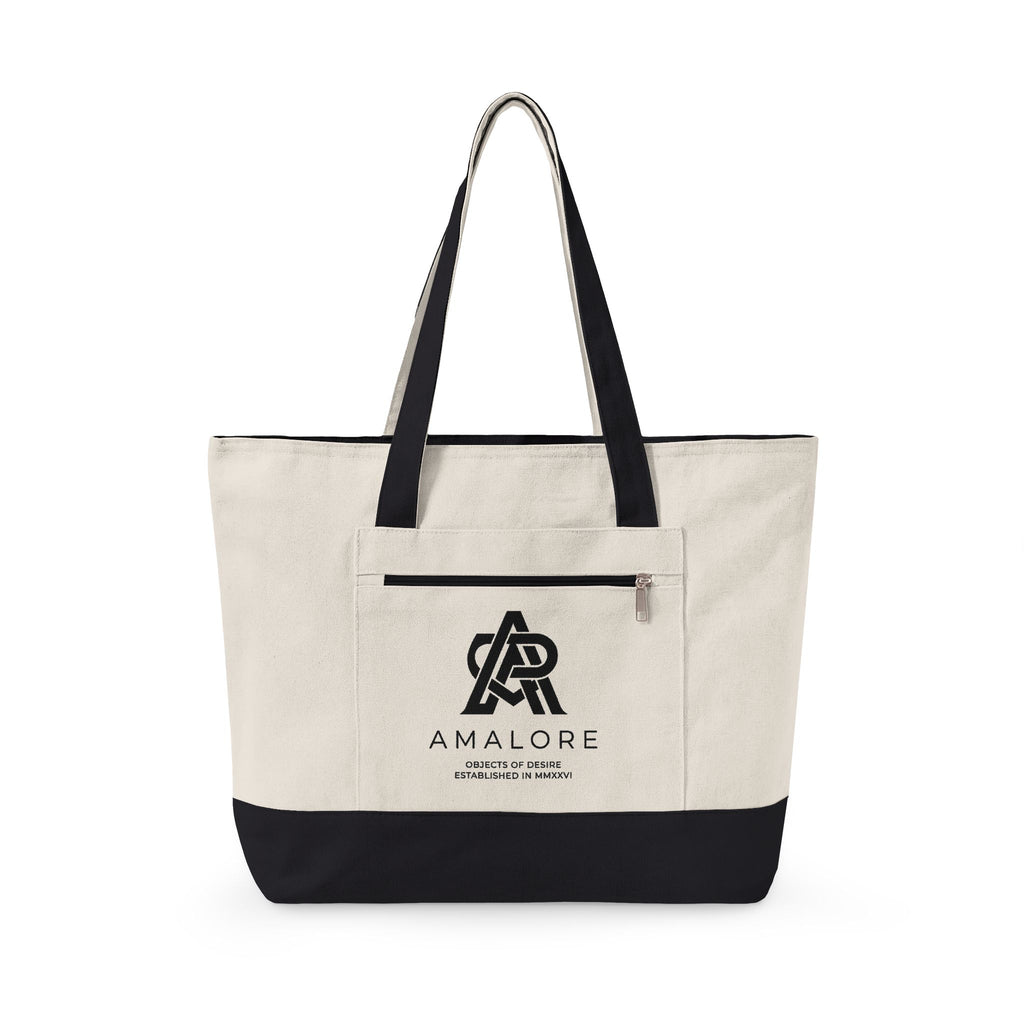 Amalore Canvas Tote Bag — Zippered Beach & Market Tote