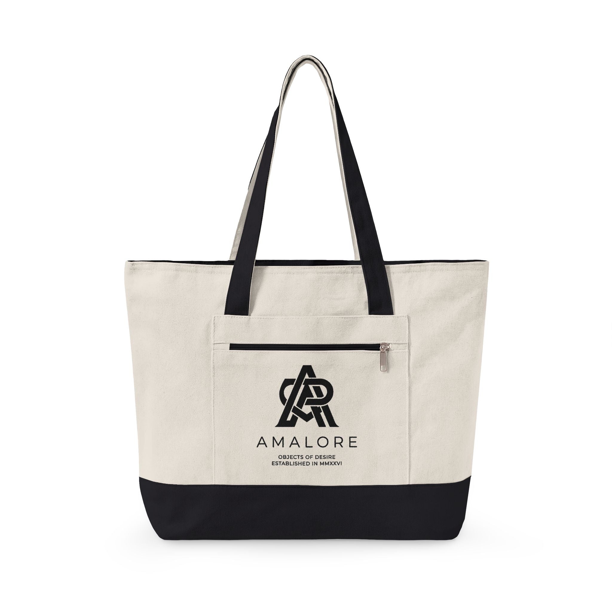 Amalore Canvas Tote Bag — Zippered Beach & Market Tote