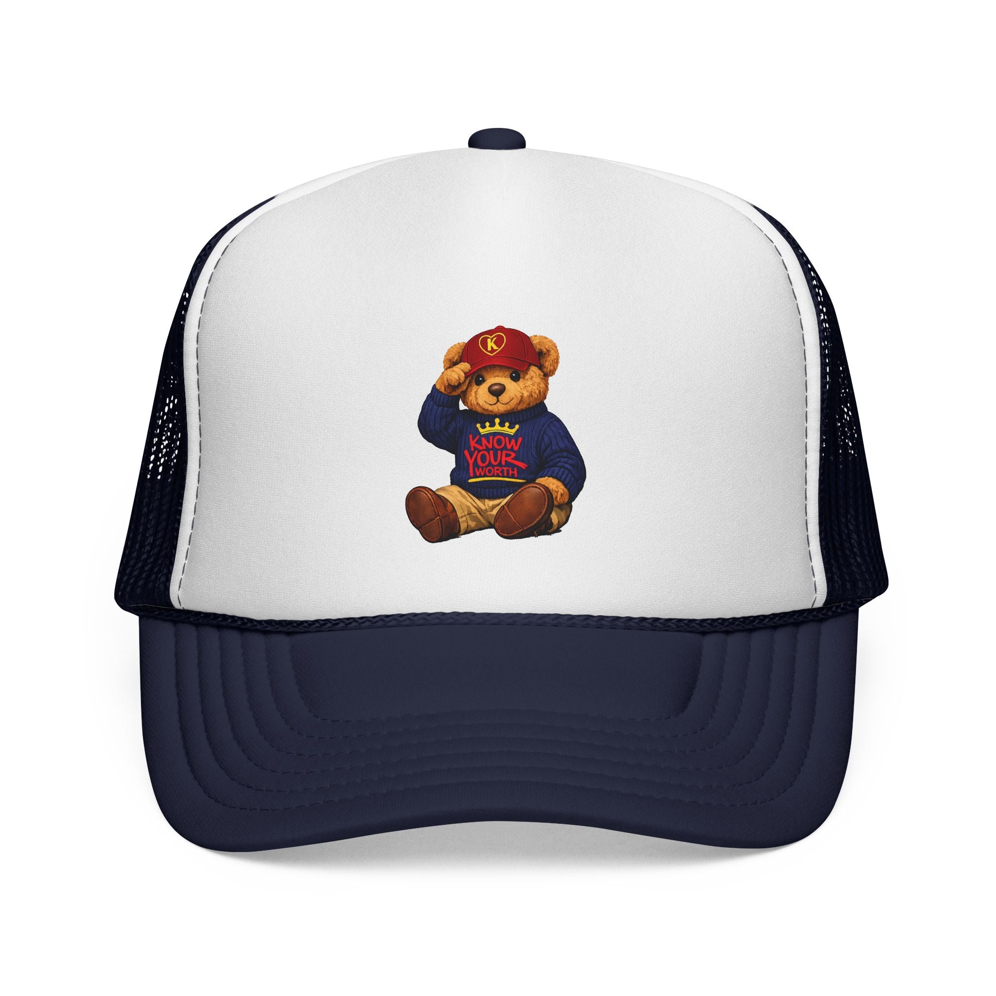 Trucker Cap - Teddy Bear Graffiti "Know Your Worth" Mesh Hat