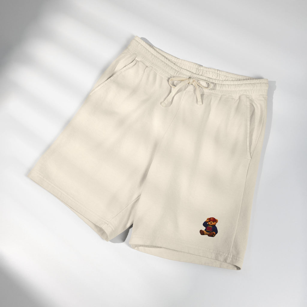 Embroidered - Know Your Worth Est. 61920 - Teddy Bear Fleece Sweat Shorts — Lightweight Garment-Dyed Lounge Shorts