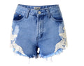 Women's Cutoff Pocket Distressed Ripped Jean Denim Shorts
