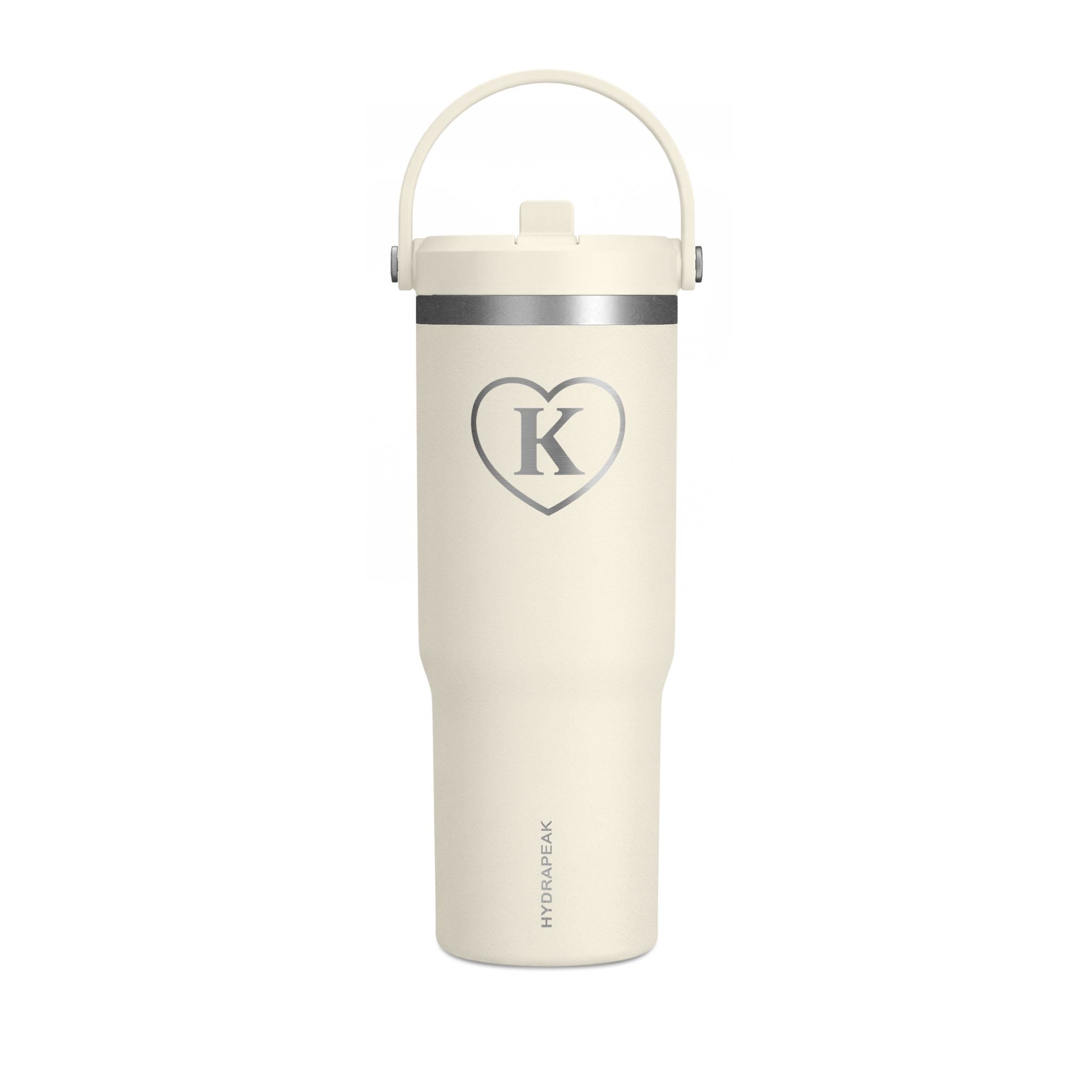 Monogram Heart Tumbler — 32oz - Know Your Worth Est. 61920 - Insulated Travel Cup with Initial 'Heart K'