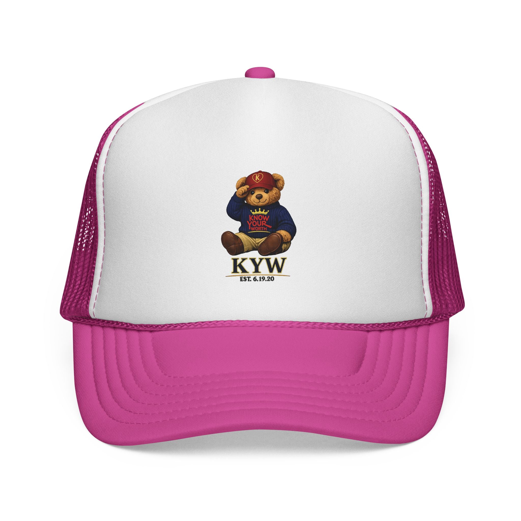 Trucker Cap - Teddy Bear Graffiti "Know Your Worth" Mesh Hat