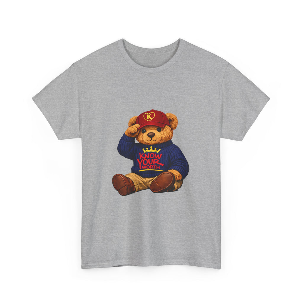 Know Your Worth — Inspirational Big Teddy Bear Graphic Tee