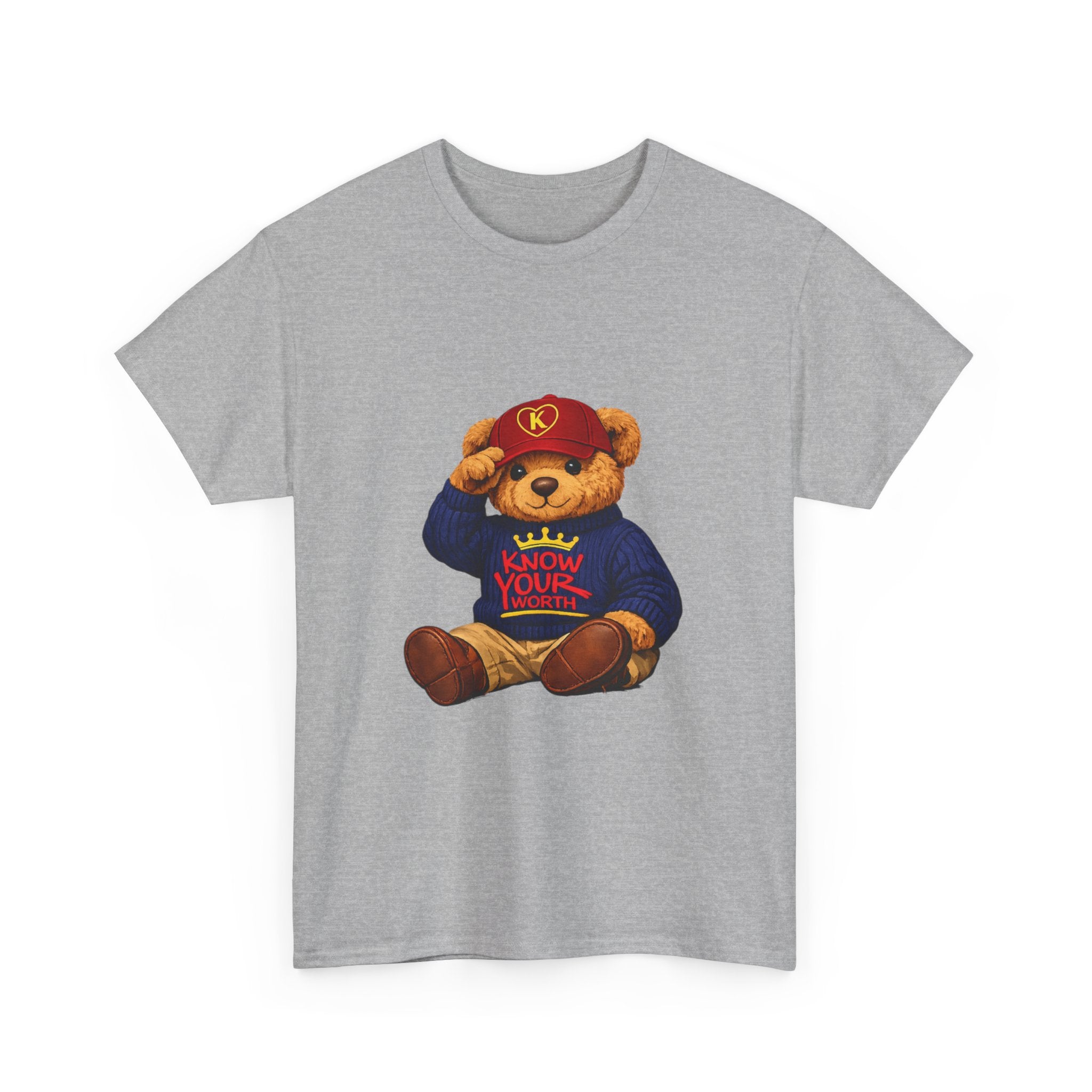Know Your Worth — Inspirational Big Teddy Bear Graphic Tee